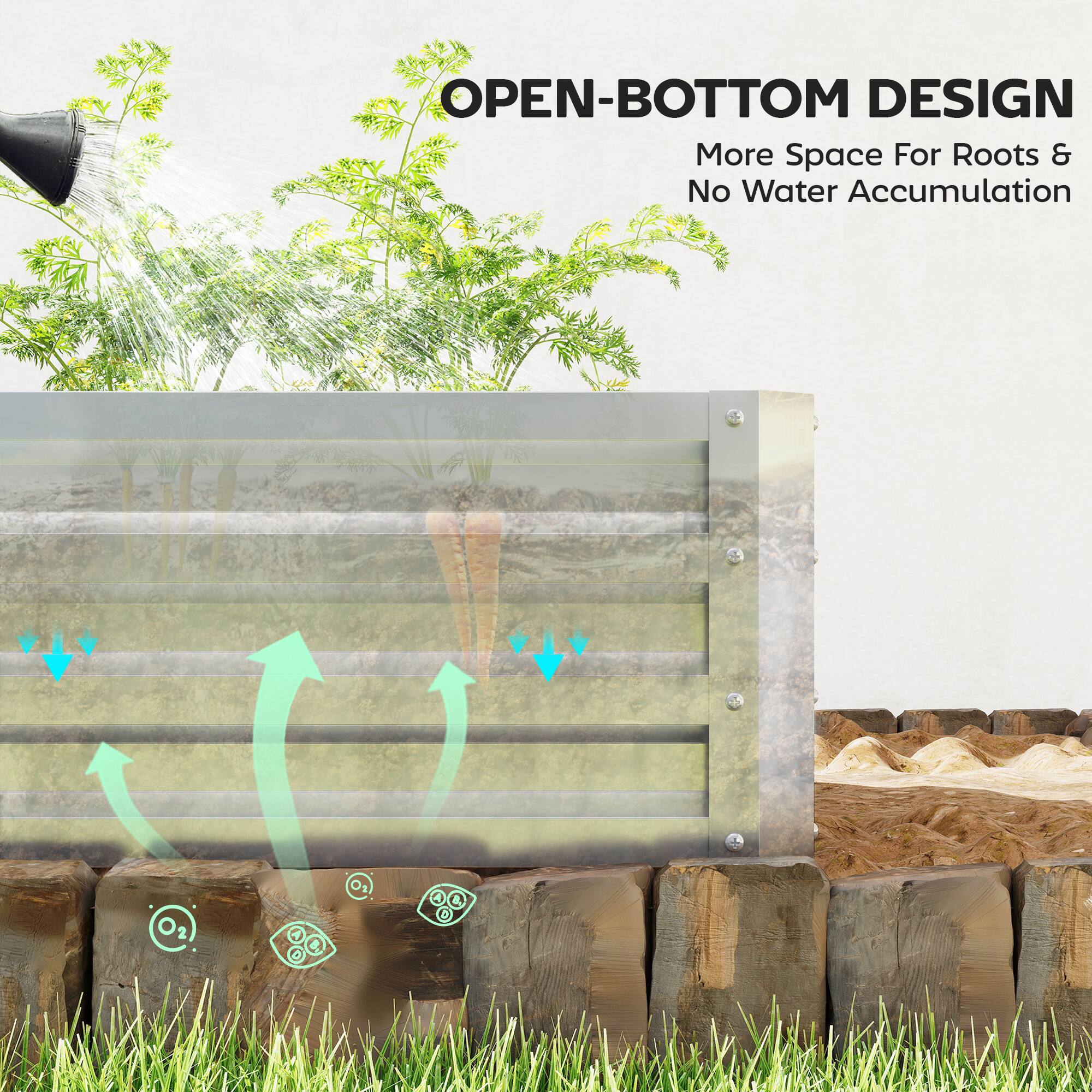 OPEN-BOTTOM DESIGN  
More Space For Roots & No Water Accumulation