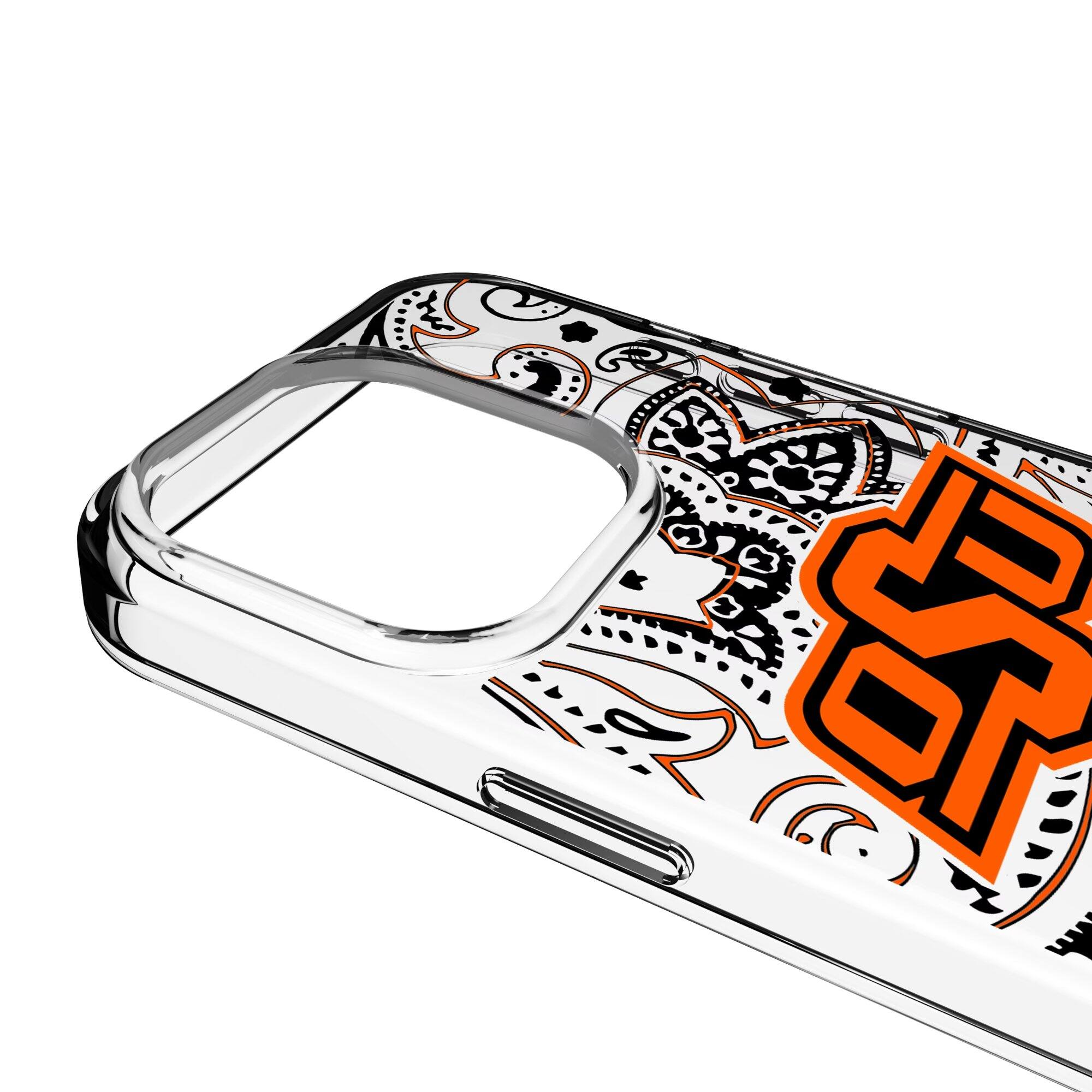 Alt View 2. Keyscaper - Oklahoma State Cowboys iPhone Paisley Design Clear Case - 14 Pro Max - Multicolor.