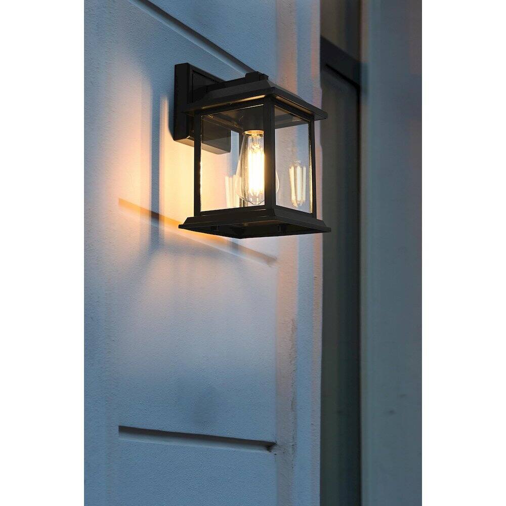 Alt View 4. Elegant Lighting - Araceli 10 inch Outdoor Wall sconce in Black - Black And Clear.