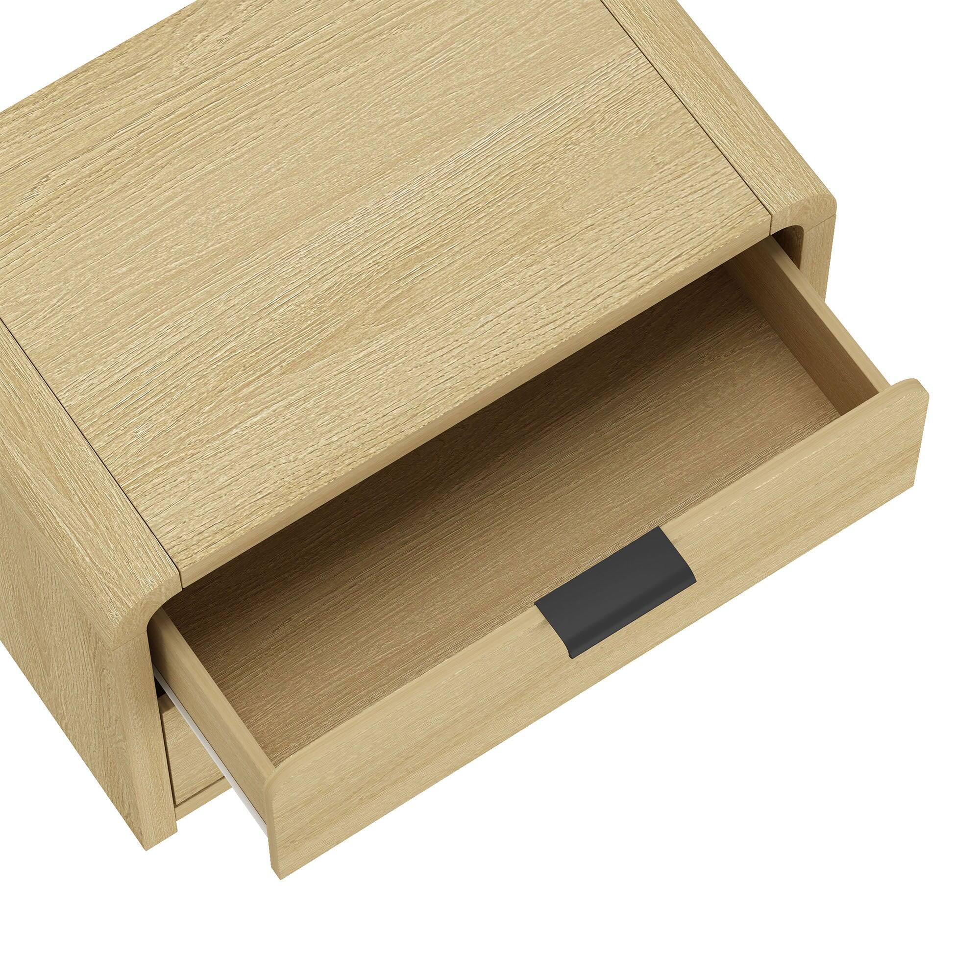 Alt View 1. Manhattan Comfort - Grace Modern 28" Nightstand - Natural Oak and Black.