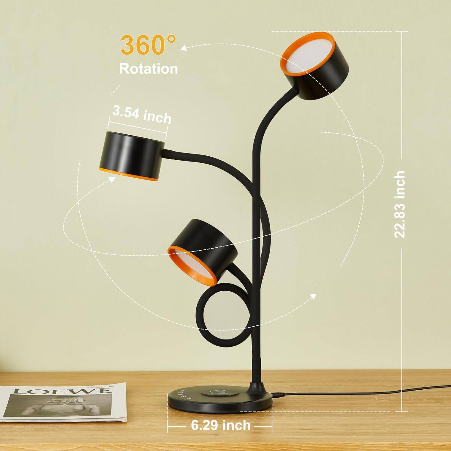 360° Rotation  
3.54 inch  
22.83 inch  
6.29 inch