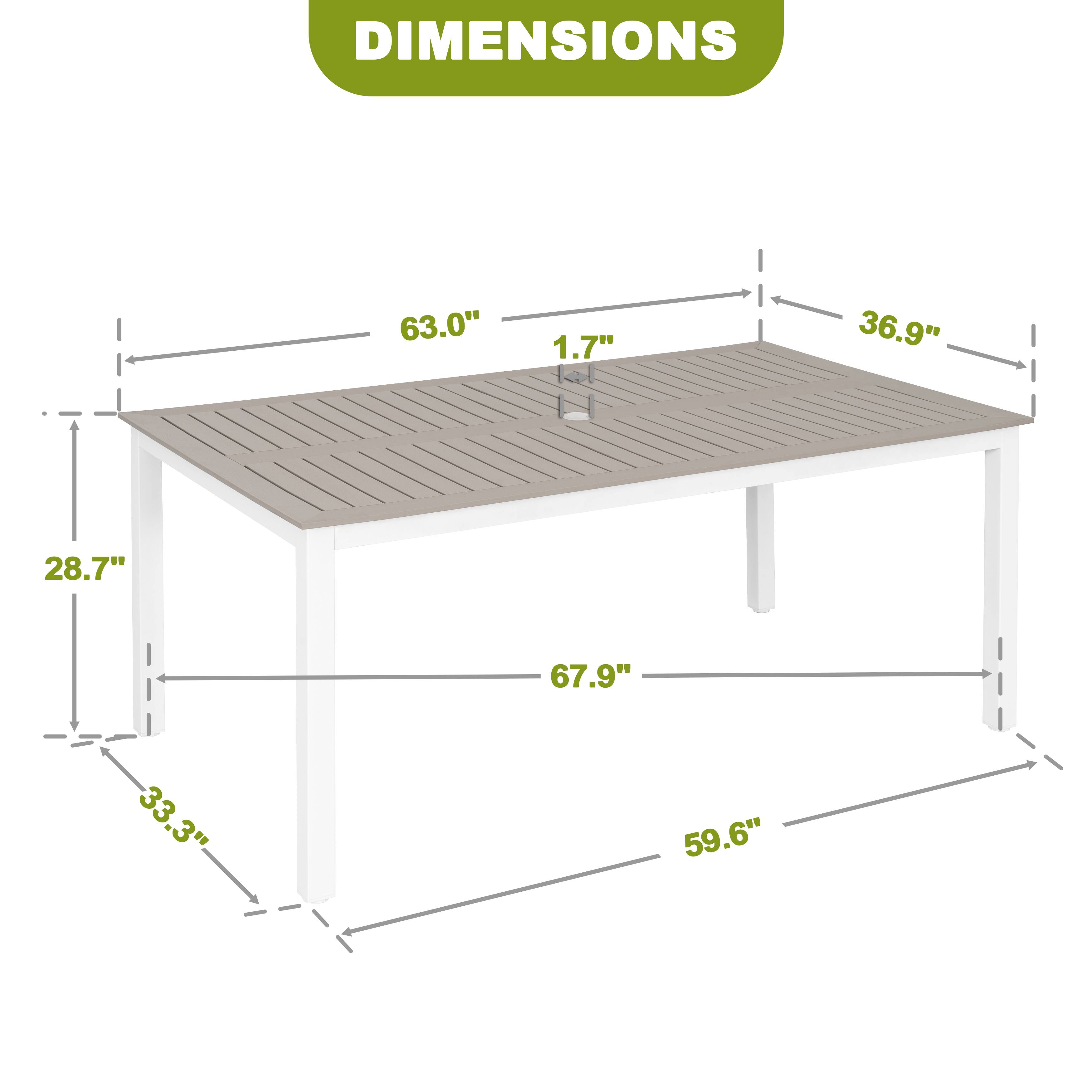 DIMENSIONS  
63.0" x 36.9" x 28.7" x 67.9" x 33.3" x 59.6"
