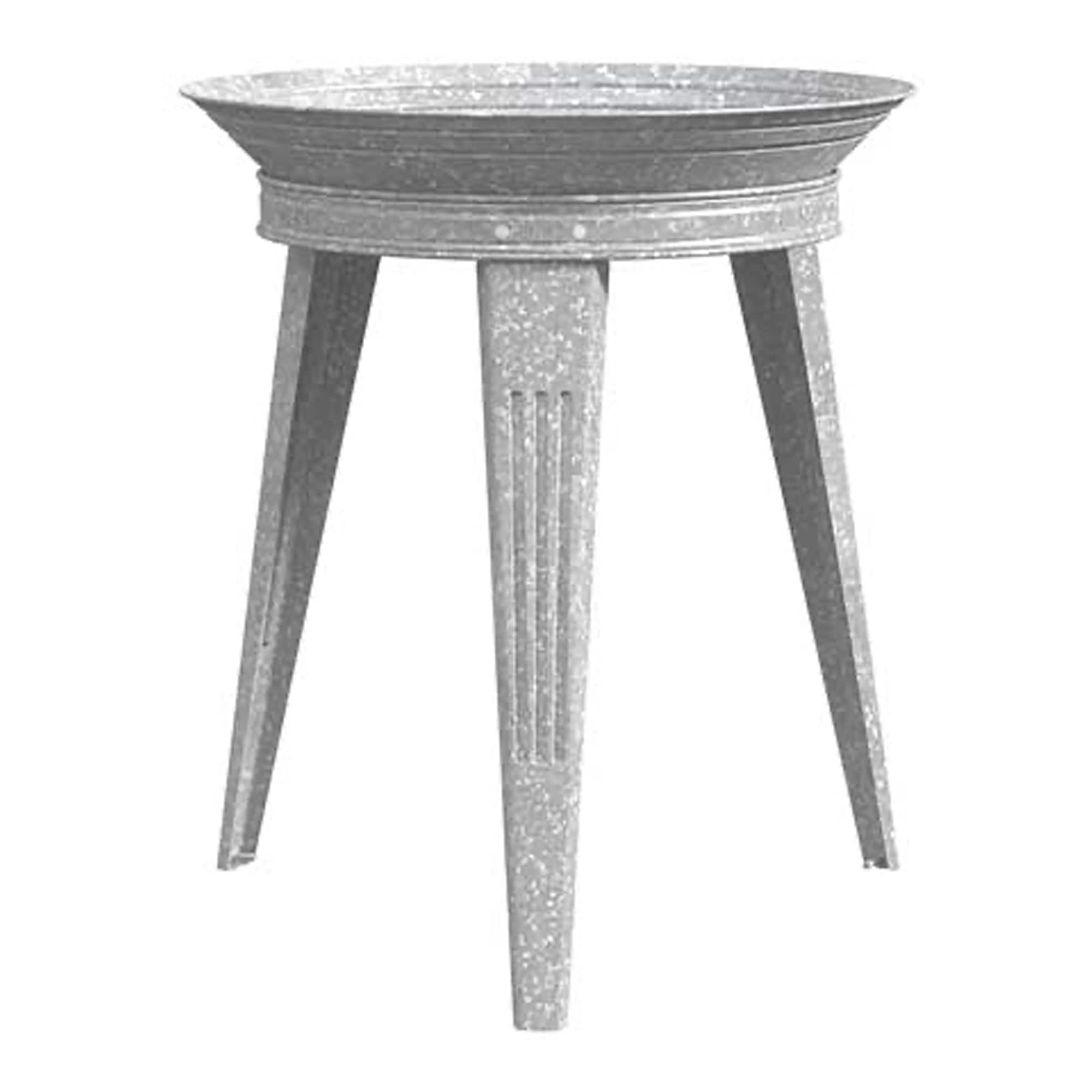 Panacea - 82930 Galvanized Vintage Style Metal Bird Bath and Pedestal Stand - Gray
