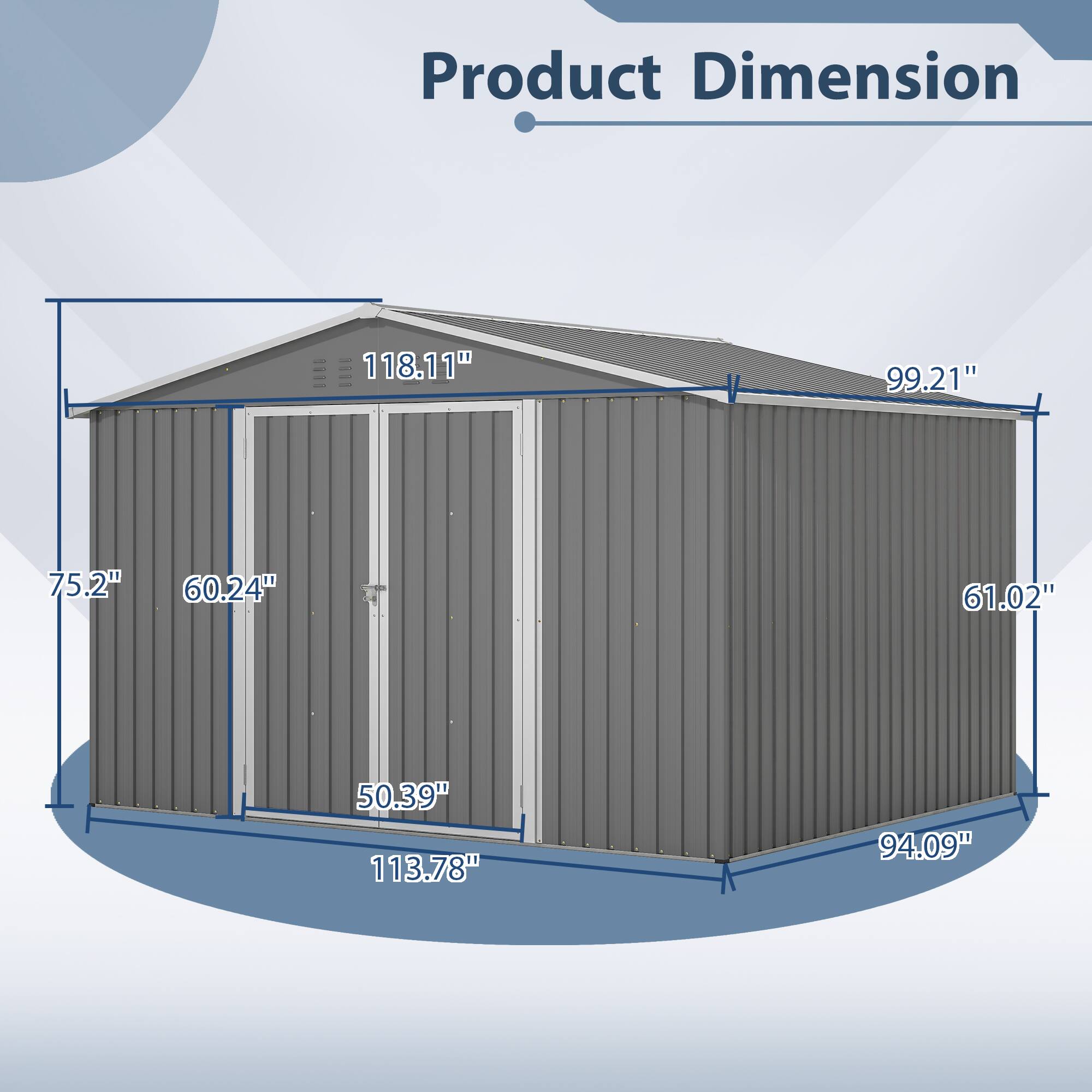 Product Dimension  
118.11" x 99.21" x 75.2" x 60.24" x 50.39" x 113.78" x 94.09" x 61.02"