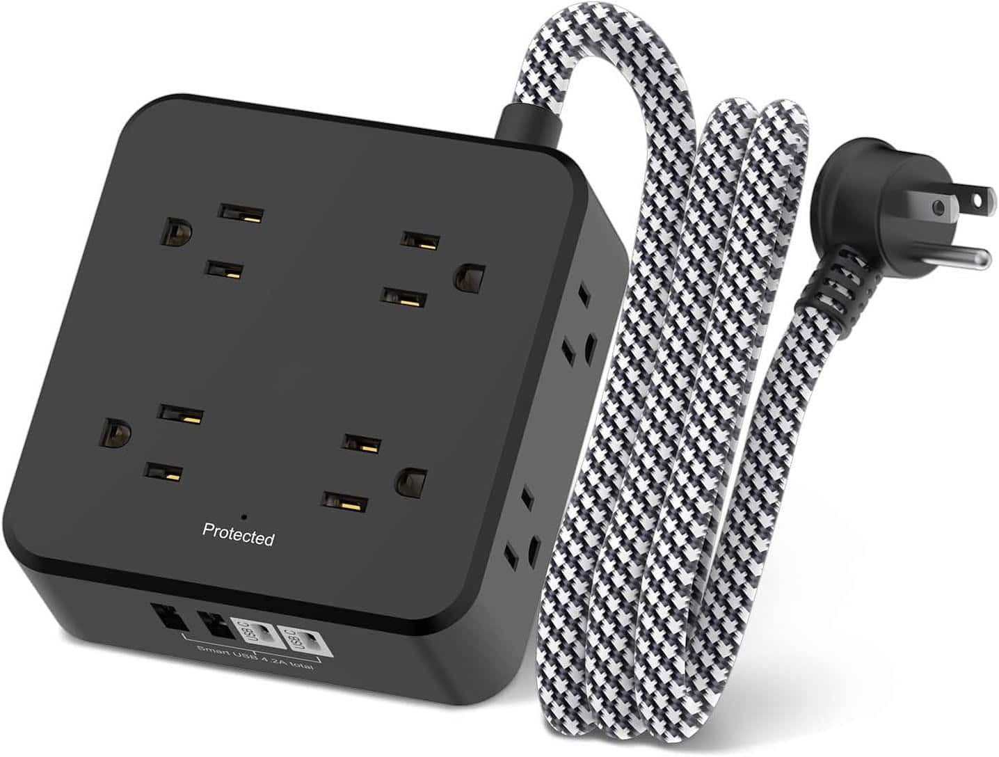 FINEAK - Surge Protector Power Strip,8 Outlets with 4 USB (2 USB C) Charging Ports - Black