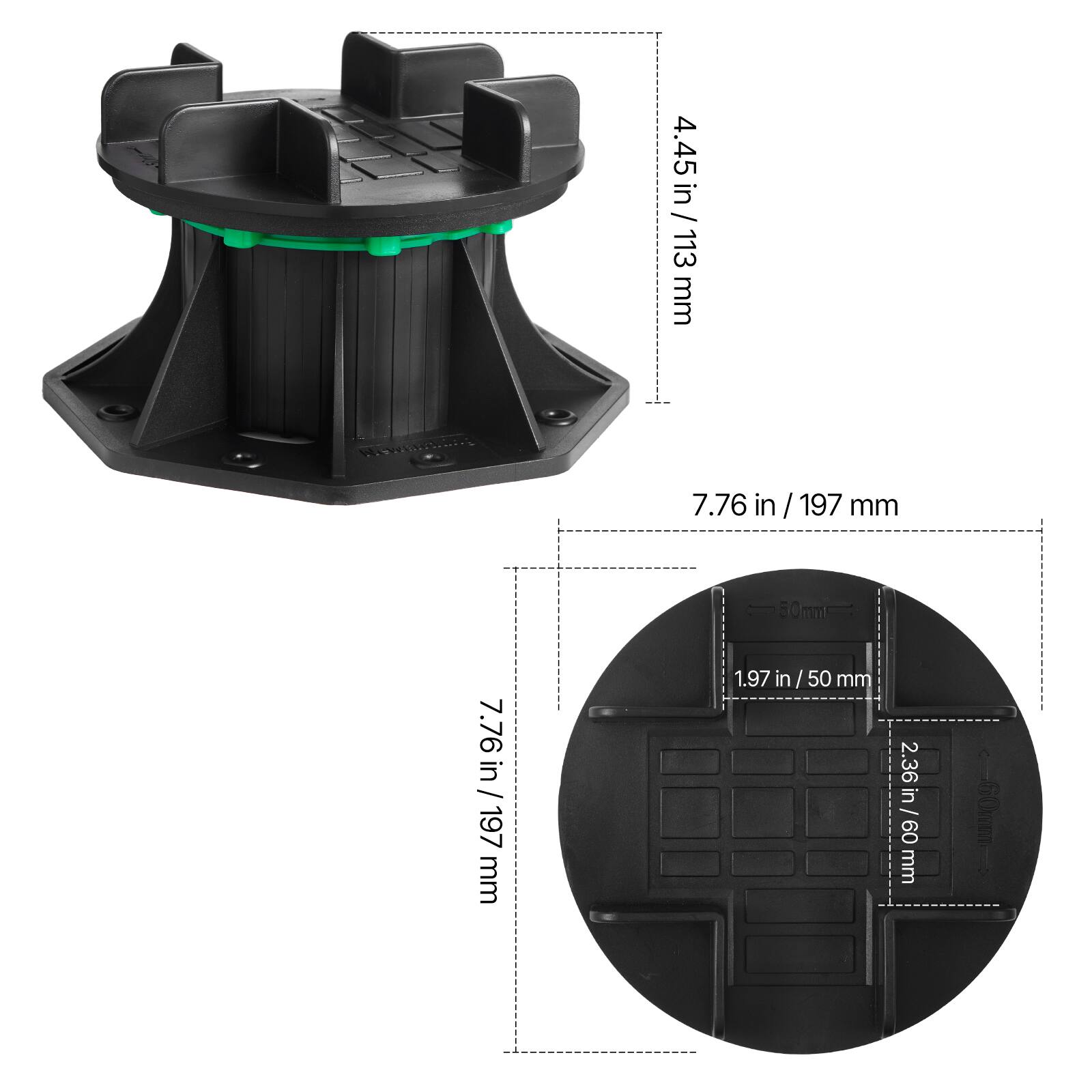 4.45 in / 113 mm
7.76 in / 197 mm
1.97 in / 50 mm
2.36 in / 60 mm