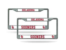 Rico Industries - Oklahoma Sooners Chrome Metal License Plate Frame - Set of 2 Frames - Multi