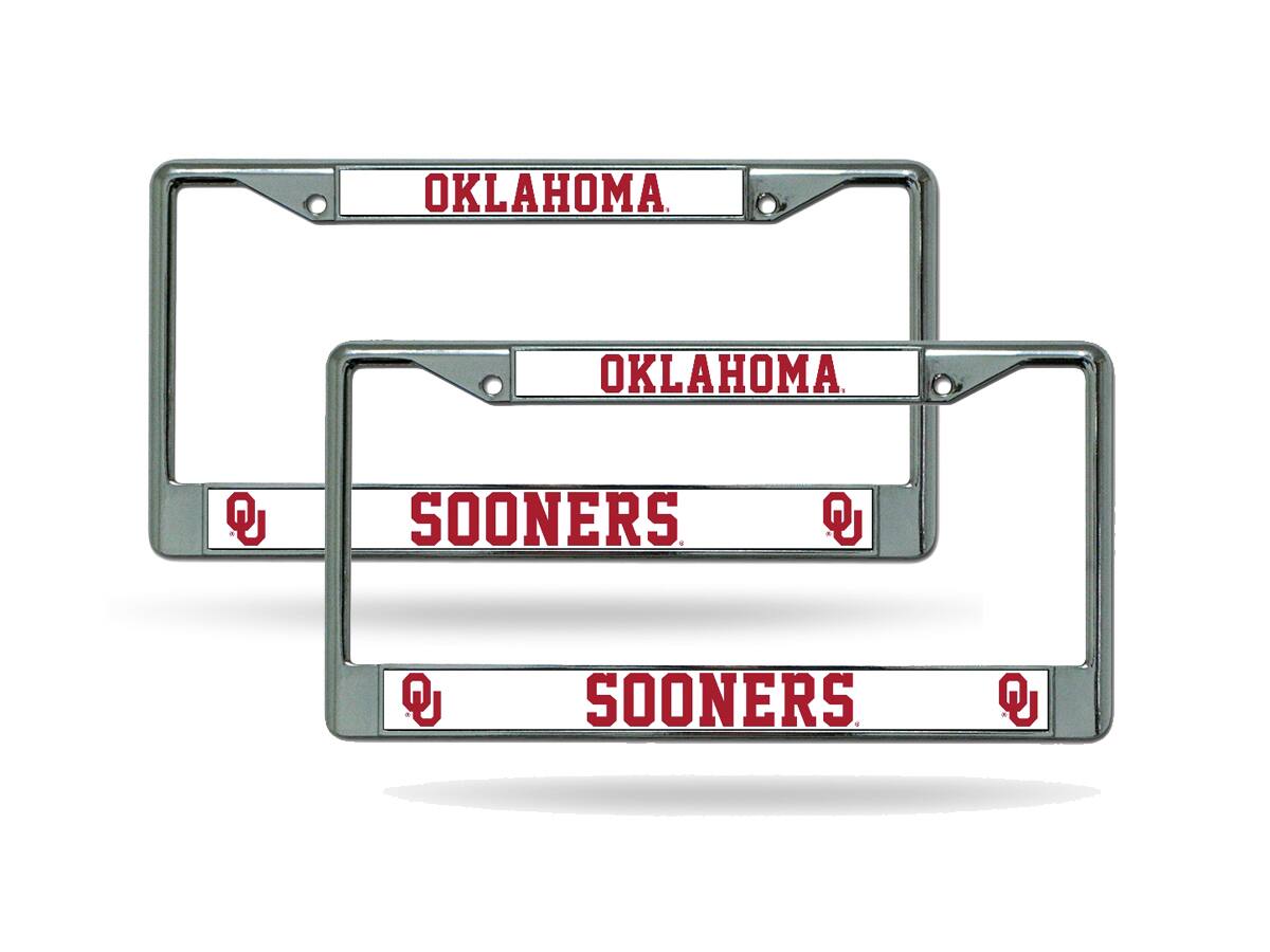 Oklahoma Sooners Chrome Metal License Plate Frame - Set of 2 Frames