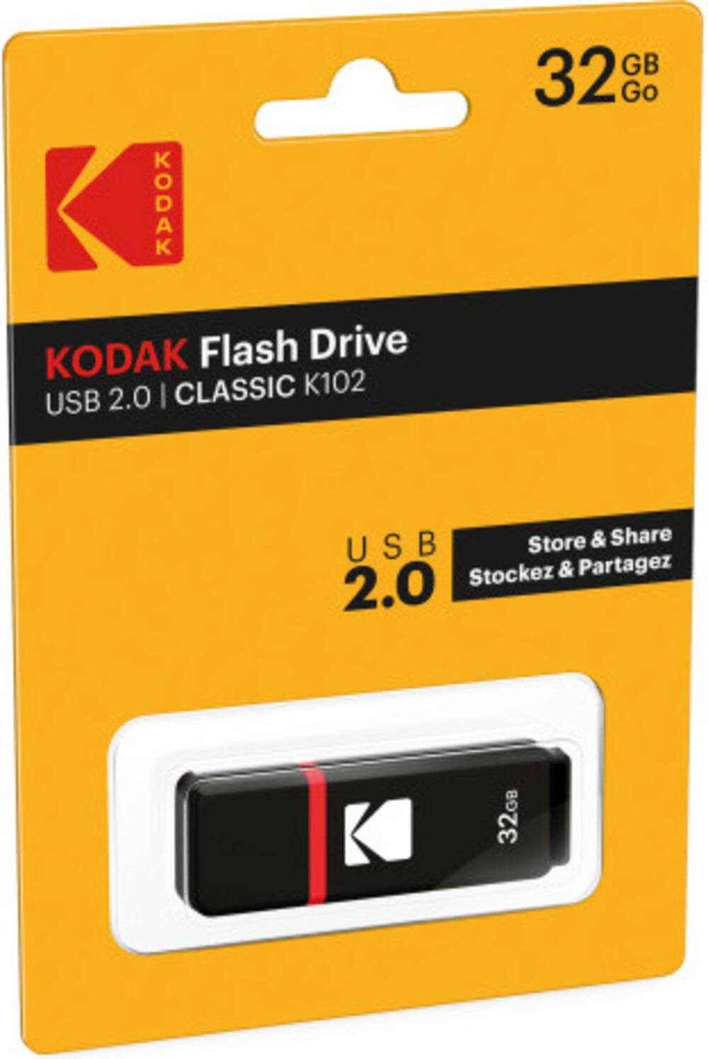 KODAK Flash Drive  
USB 2.0 | CLASSIC K102  
32 GB  
USB 2.0  
Store & Share  
Stockez & Partagez