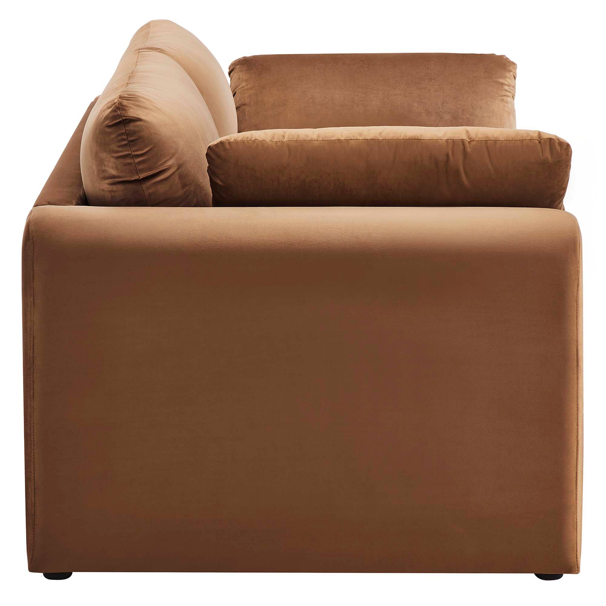 Back. Modway - Waverly Performance Velvet Sofa by Modway - Brown.