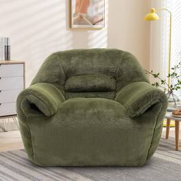 Trinkets Crazed - Bean Bag Chair, Comfy Bean Bag Sofa with Back Support, Faux Fur Bean Bag Chair for Adults and Kids - Green