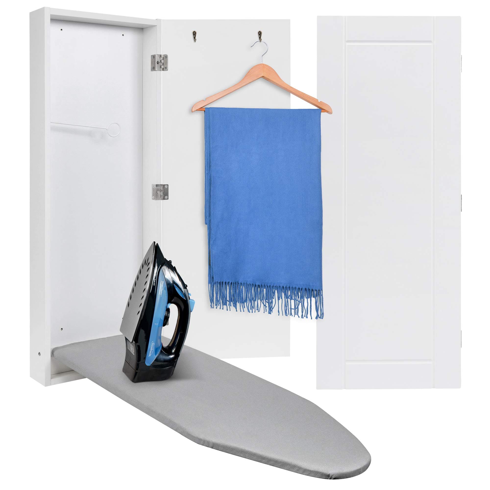 Ivation - Ironing Board, Wall Mounted Ironing Board Cabinet W/Right Side Door & Release Lever - White