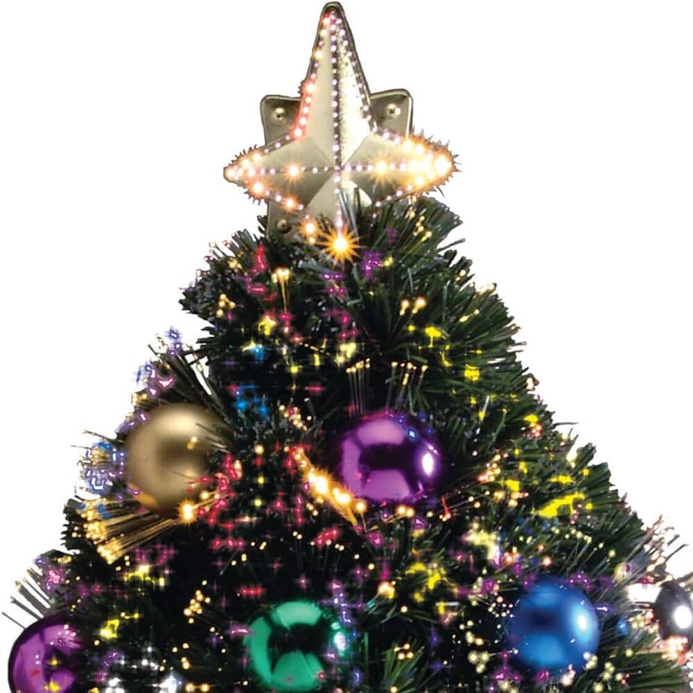 Left. RTMB - 32" Fiber Optic Christmas Tree with Green Ball Ornaments - Green.