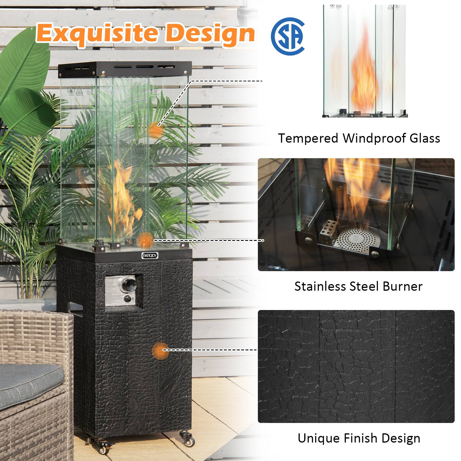 Exquisite Design

- Tempered Windproof Glass
- Stainless Steel Burner
- Unique Finish Design