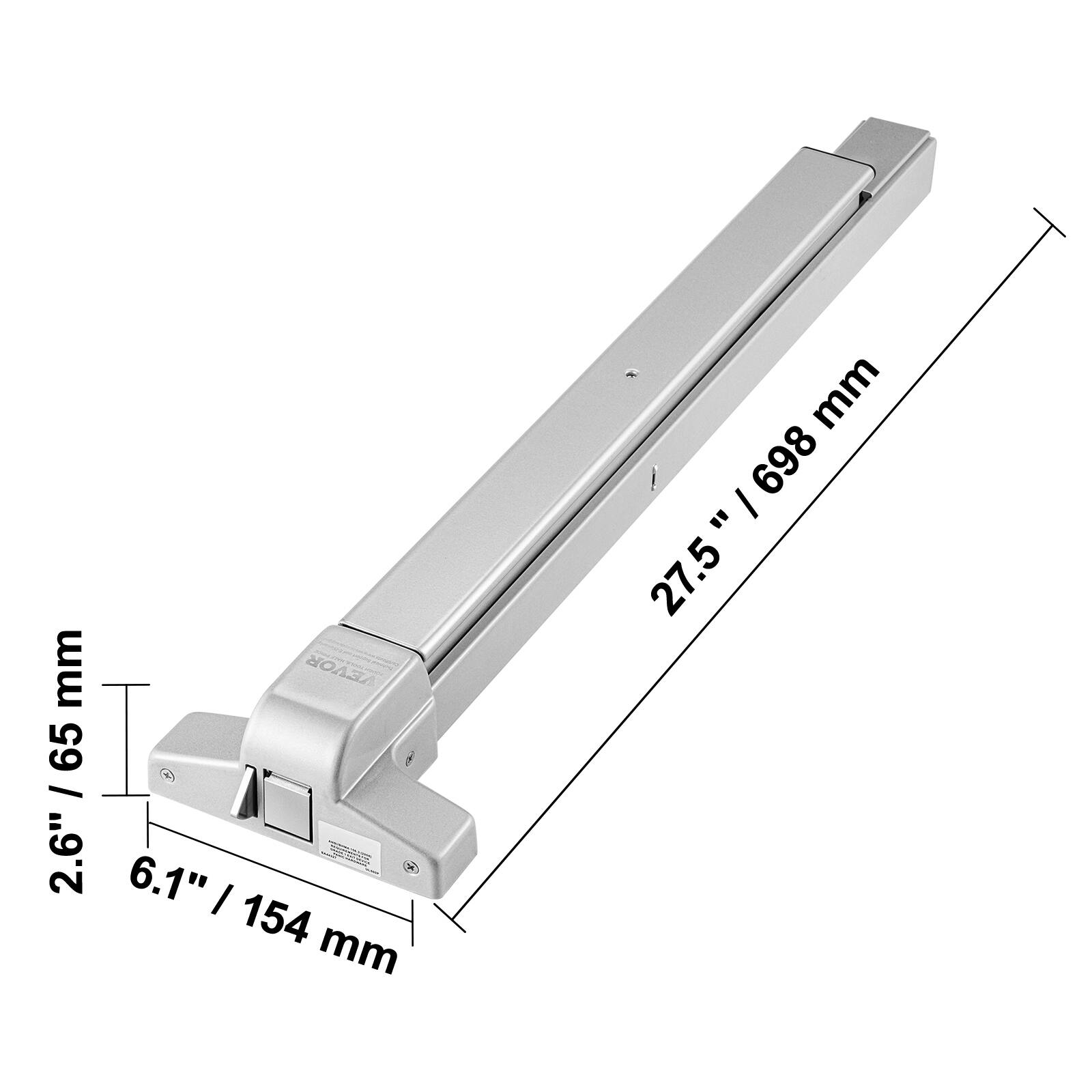 2.6" / 65 mm  
6.1" / 154 mm  
27.5" / 698 mm