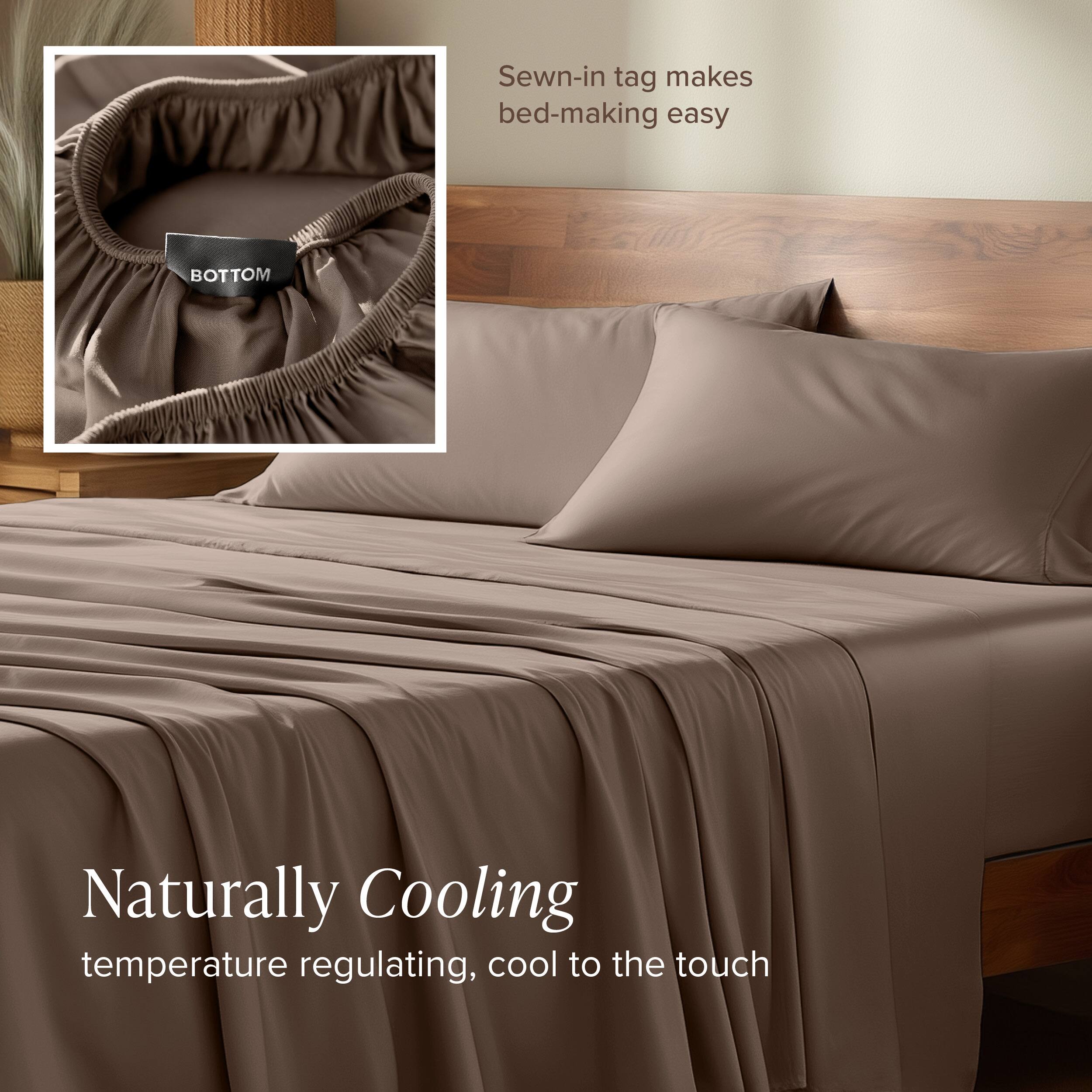 Sewn-in tag makes bed-making easy

Naturally Cooling
temperature regulating, cool to the touch