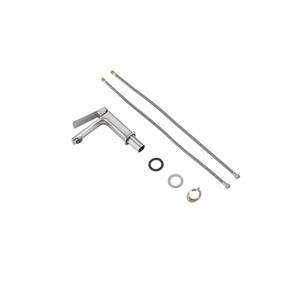 Left. Elegant Kitchen and Bath - Lena Single Hole Single Handle Bathroom Faucet in Brushed Nickel - Brushed Nickel.