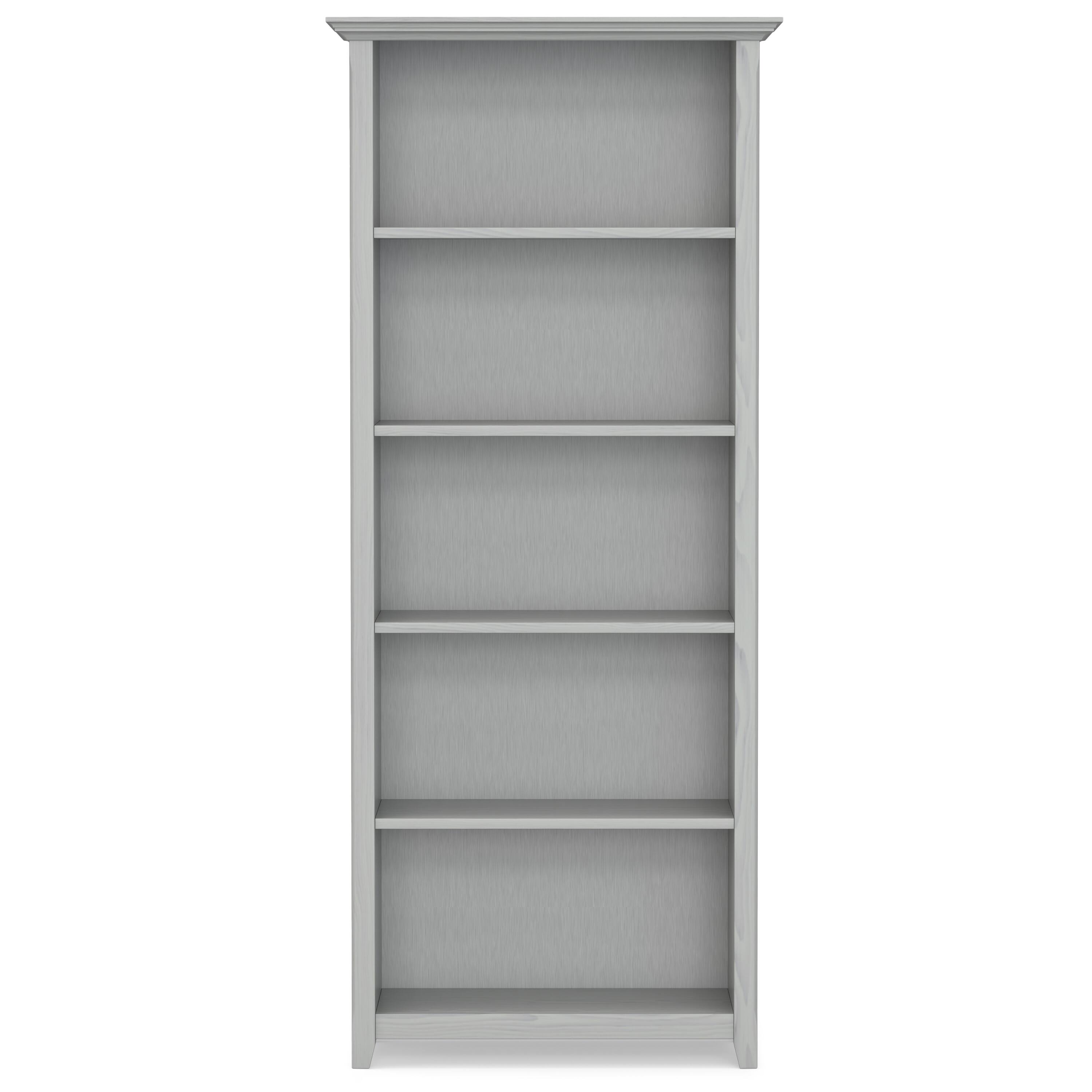 Left. Simpli Home - Amherst 30 inch Wide Solid Wood Transitional 5 Shelf Bookcase in Fog Grey - Fog Grey.