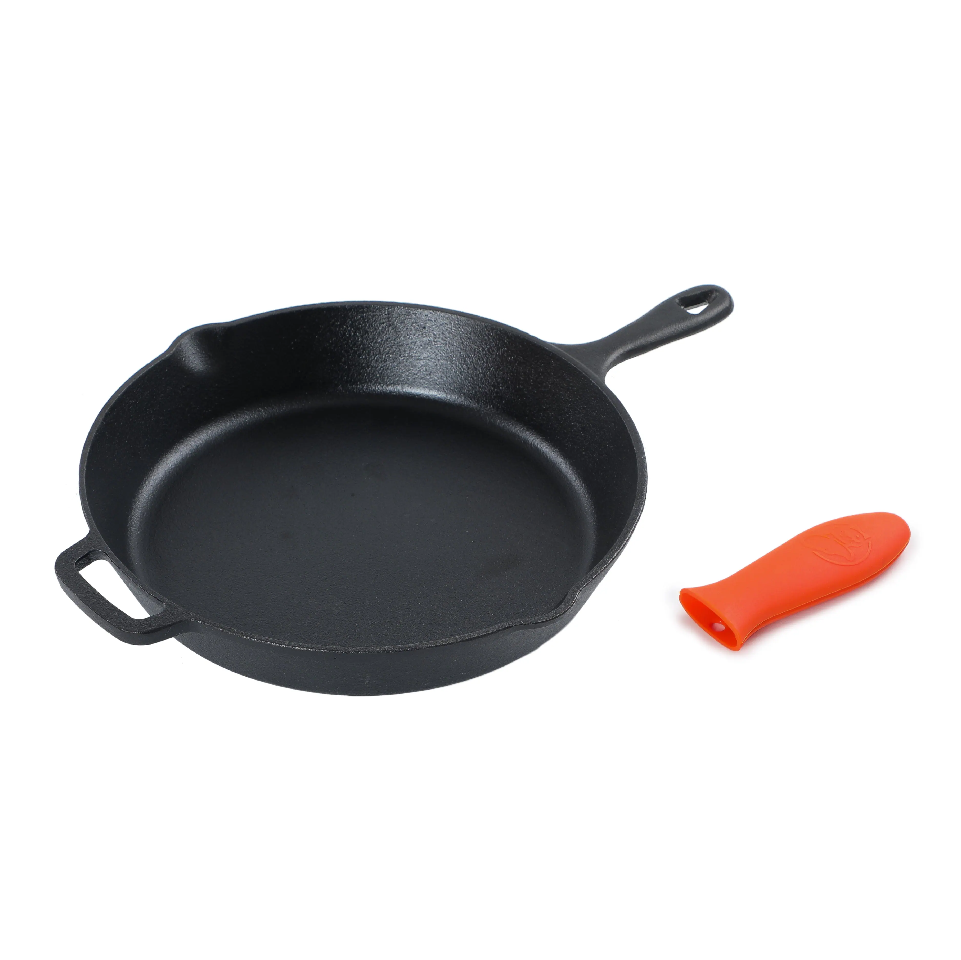 Front. Commercial Chef - COMMERCIAL CHEF 12 Inch Skillet with handle holder - Black.