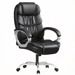 Frangdom - Ergonomic High-Back Leather Office Chair Swivel Lumbar Support - black leather ergonomic swivel chair