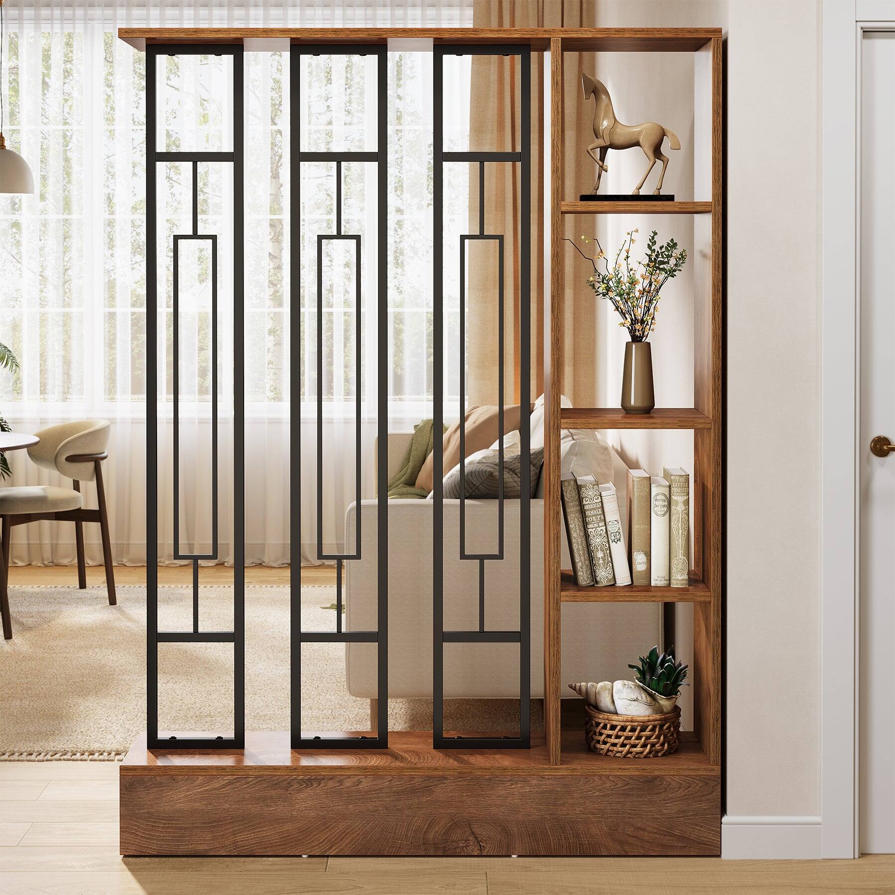 Back. Tribesigns - Office Room Divider, For Space Separation in Workspaces, Reception Areas and Home Offices - Brown and Black.
