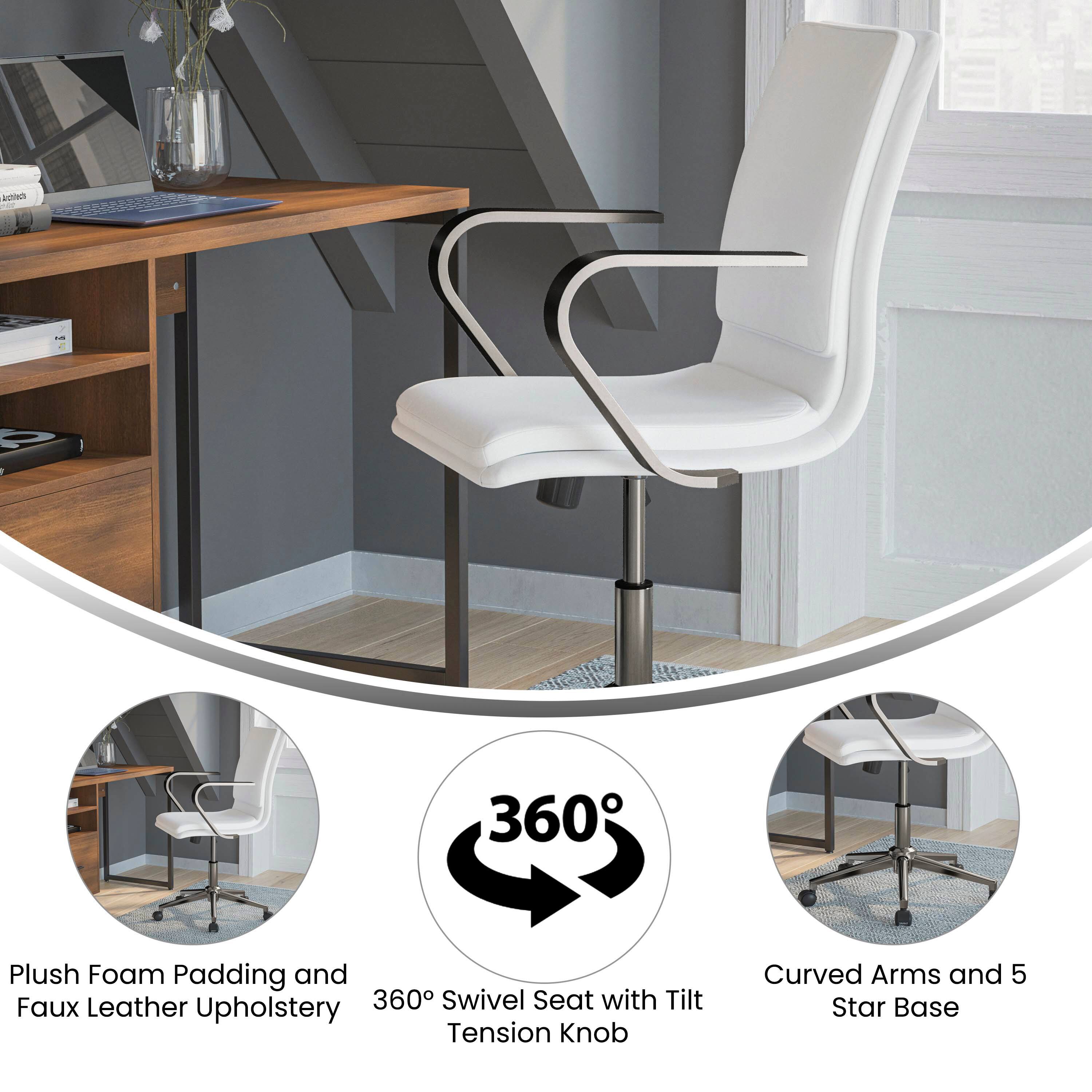 Jom A 360 Plush Foam Padding and Faux Leather Upholstery 360 Swivel Seat with Tilt Tension Knob Curved Arms and 5 Star Base