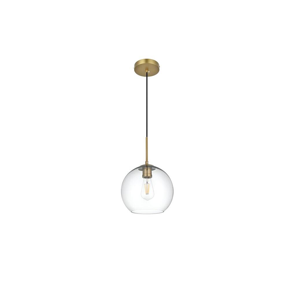 Angle. Living District - Baxter 10 Inch Pendant Clear Shade in Satin Gold - Satin Gold And Clear.