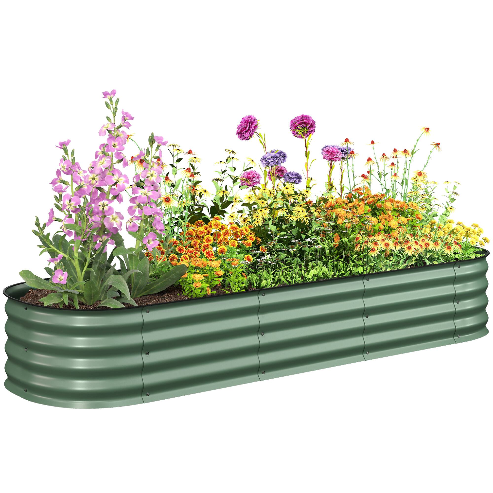 Outsunny - x 2' x 1' Galvanized Raised Garden Bed Kit - Green