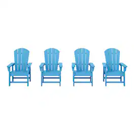 WestinTrends - Malibu Kids Outdoor Adirondack Plastic Patio Chair (Set of 4) - Pacific Blue