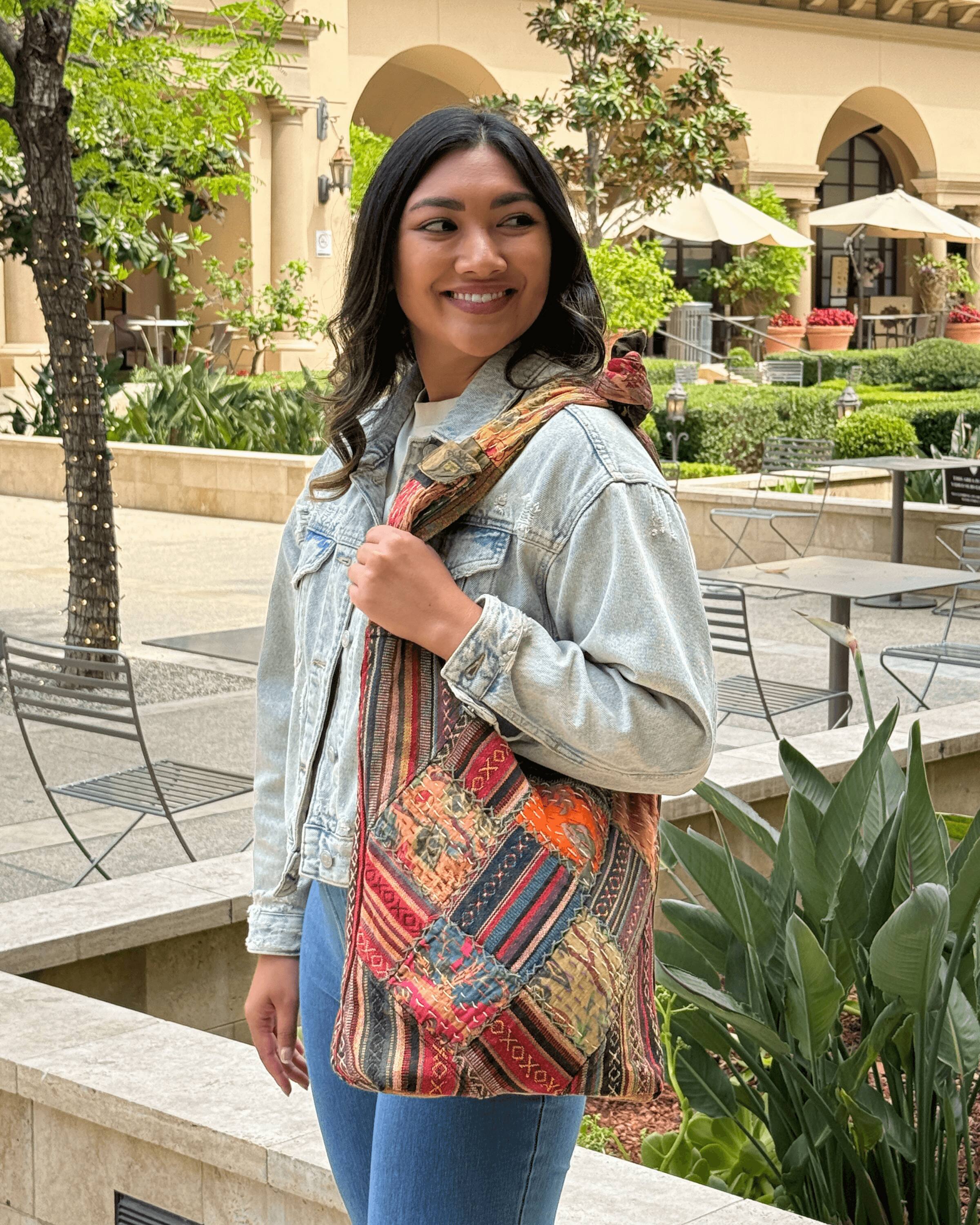 Alt View 9. Kathmandu Collection - Quilted Patchwork Hobo Bag - Quilt Multicolor.