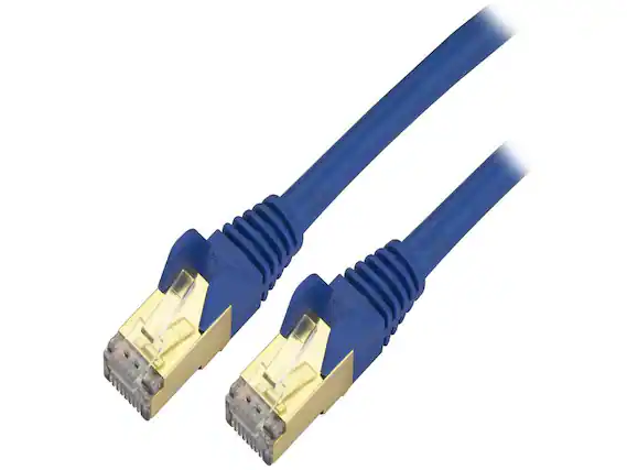 Front. Startech - StarTech Cat6a Shielded Patch Cable - 9 ft - Blue - Snagless RJ45 Ethernet Cord.