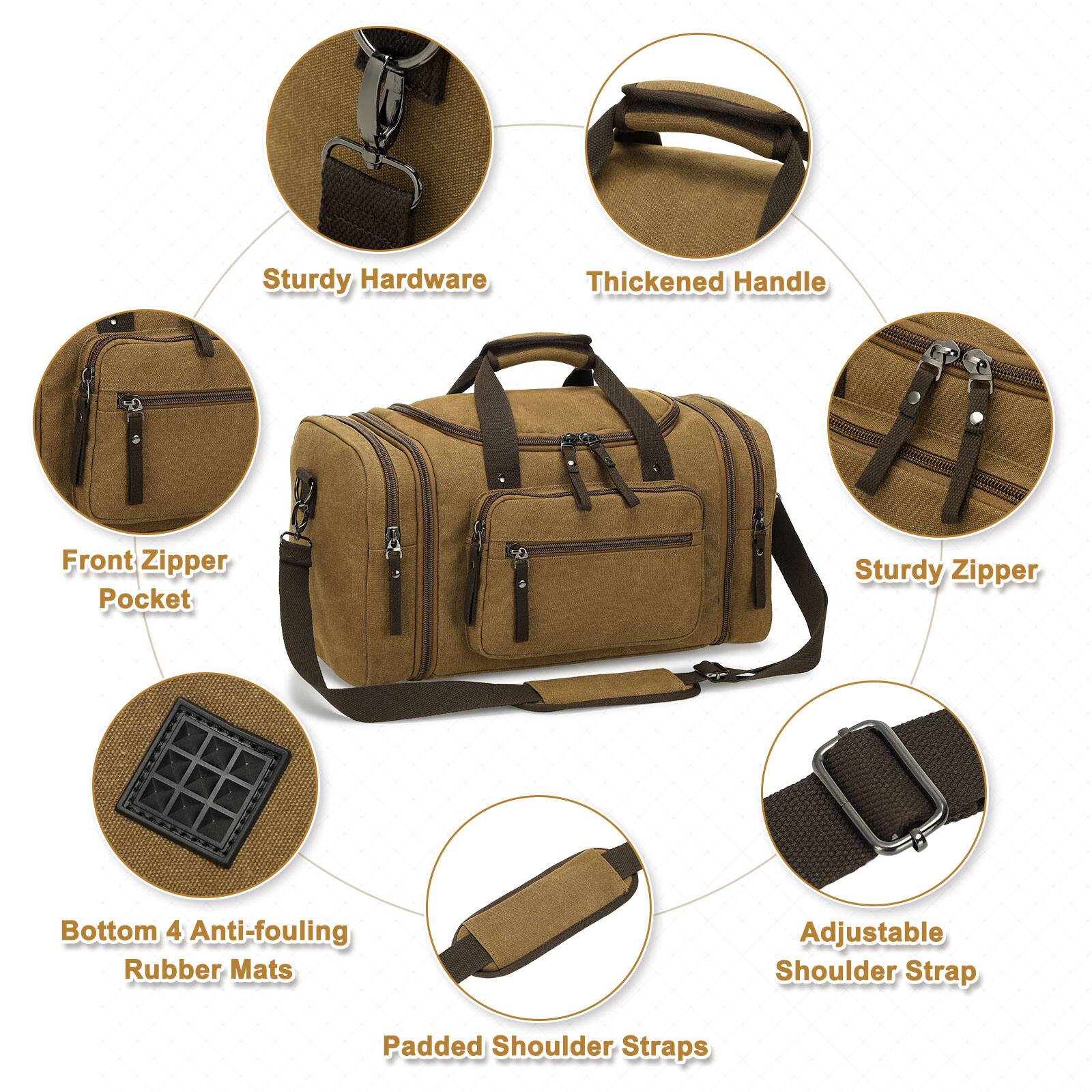 - Sturdy Hardware
- Thickened Handle
- Front Zipper Pocket
- Sturdy Zipper
- Bottom 4 Anti-fouling Rubber Mats
- Adjustable Shoulder Strap
- Padded Shoulder Straps