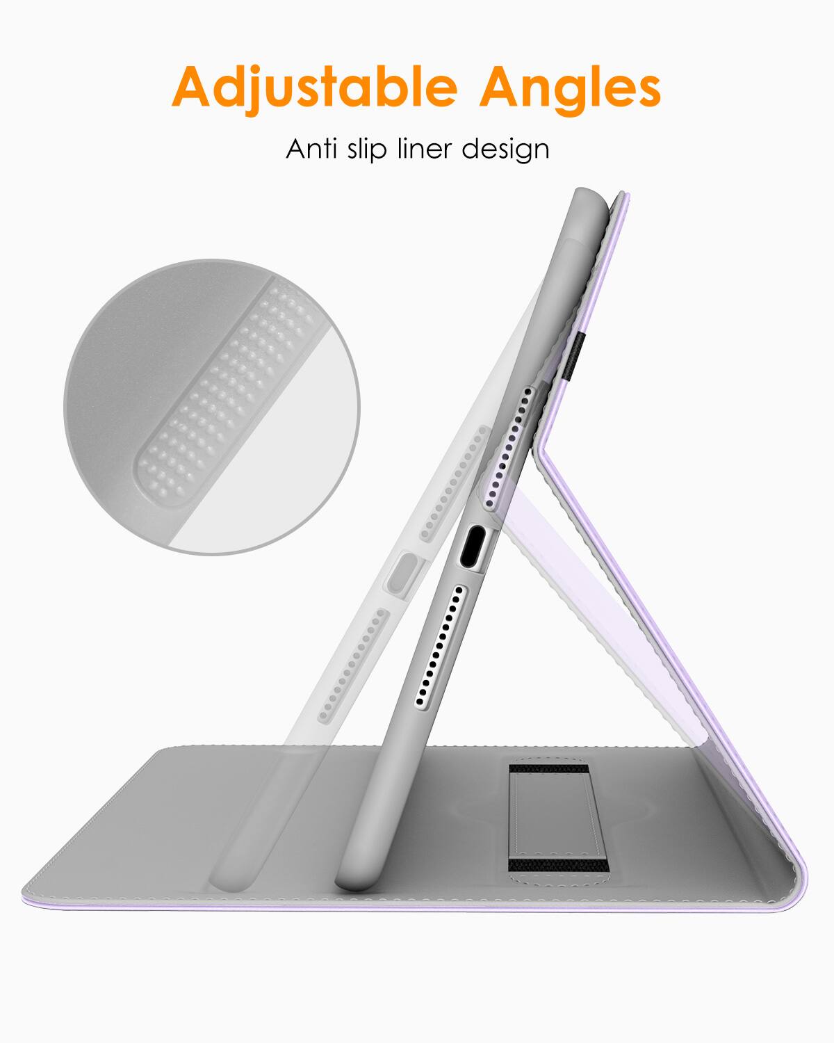 Adjustable Angles  
Anti slip liner design