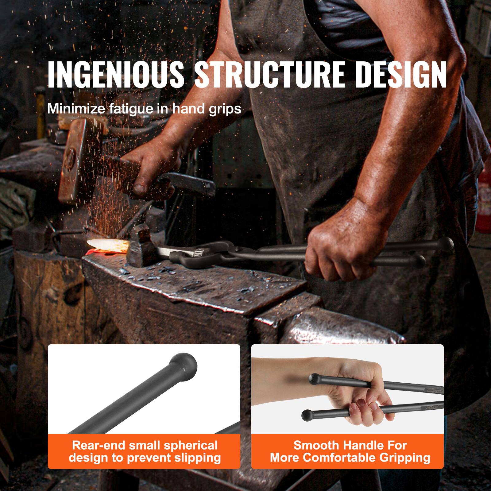 INGENIOUS STRUCTURE DESIGN  
Minimize fatigue in hand grips  

Rear-end small spherical design to prevent slipping  

Smooth Handle For More Comfortable Gripping