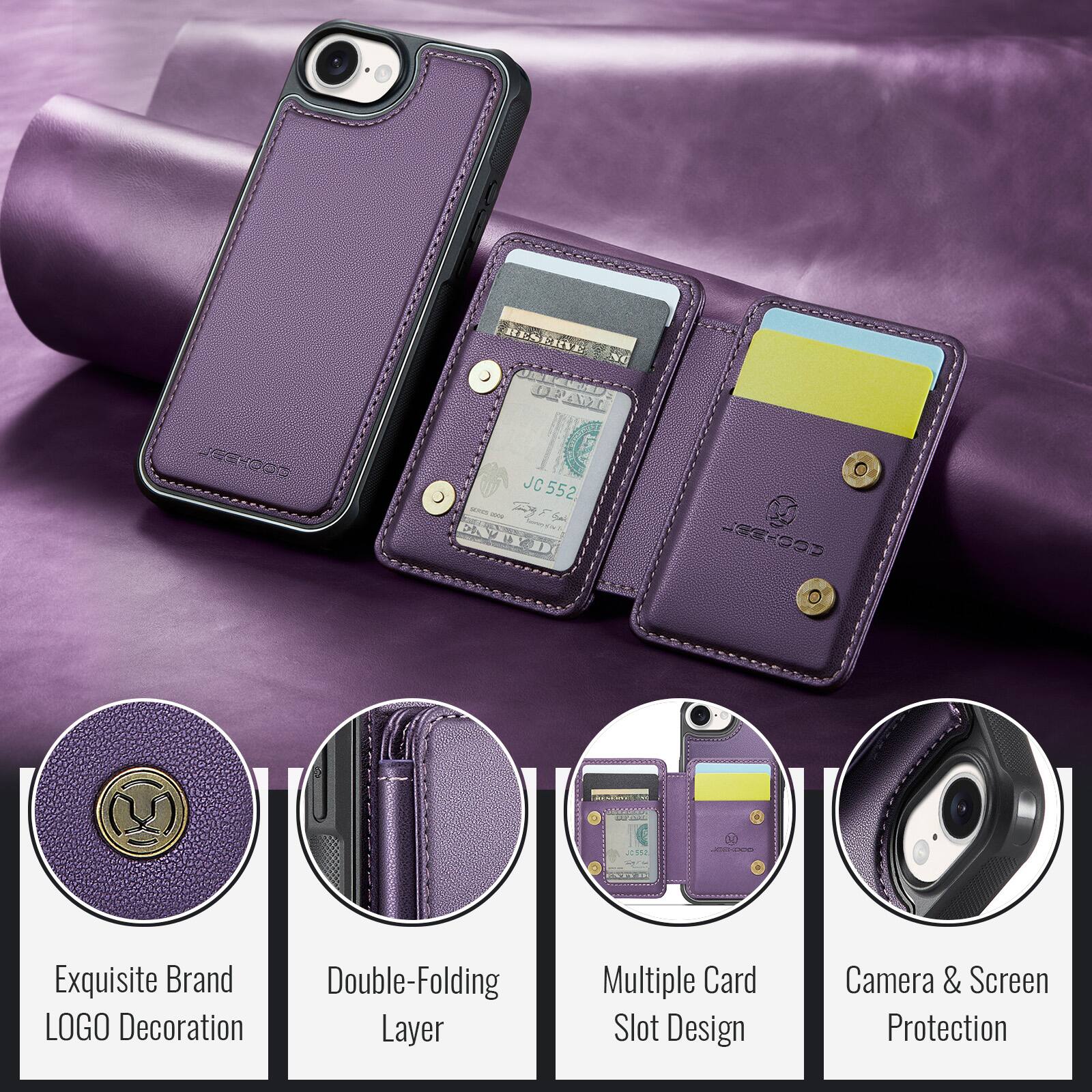 JESOOX RENERE 0N /0 1678 JC 552 - 276 BVIX CCO-EEL

Exquisite Brand Double-Folding LOGO Decoration Layer Multiple Card Slot Design Camera & Screen Protection