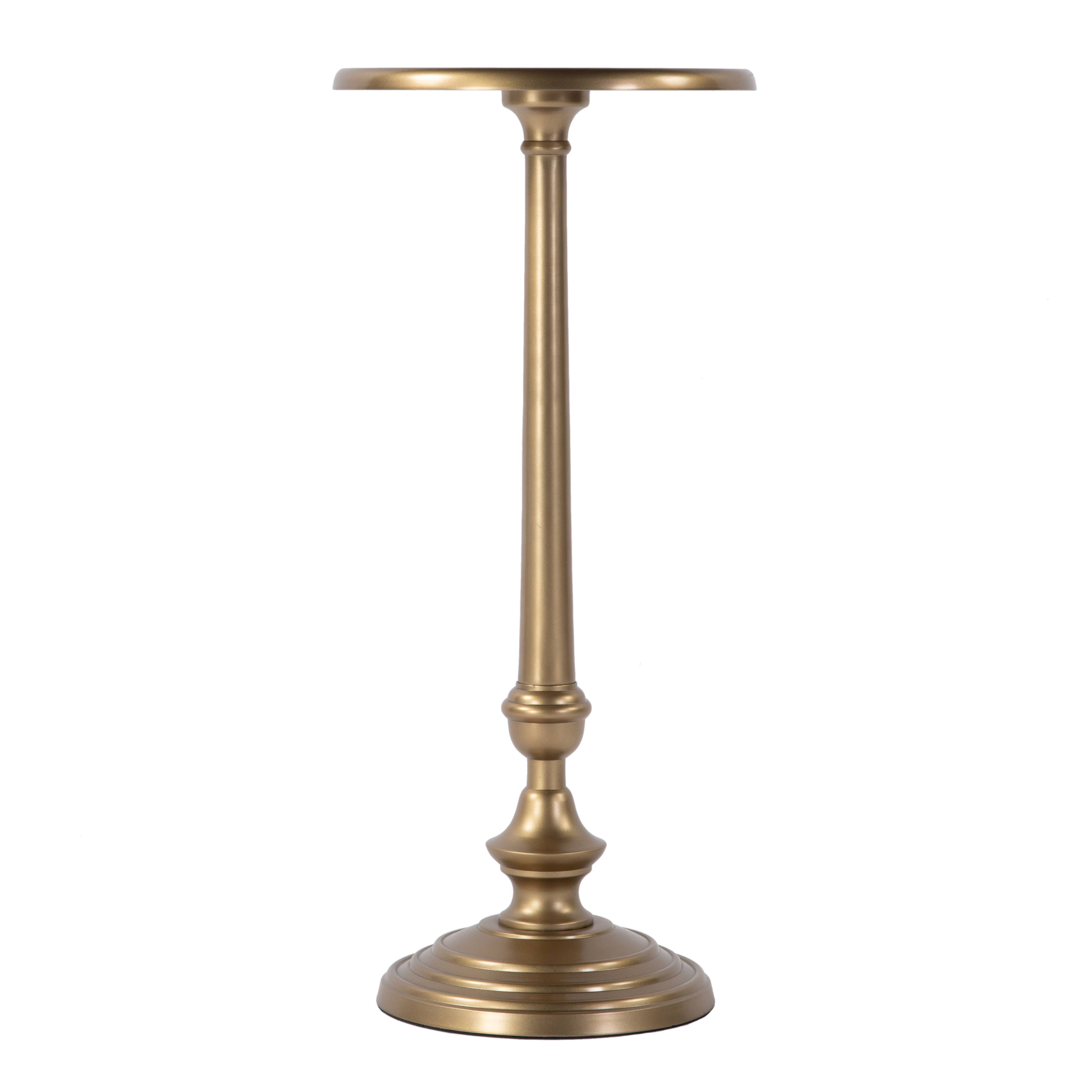 Alt View 1. Butler Specialty - Astoria 10 in. W Round Metal Pedestal Base End Table - Antique Gold.