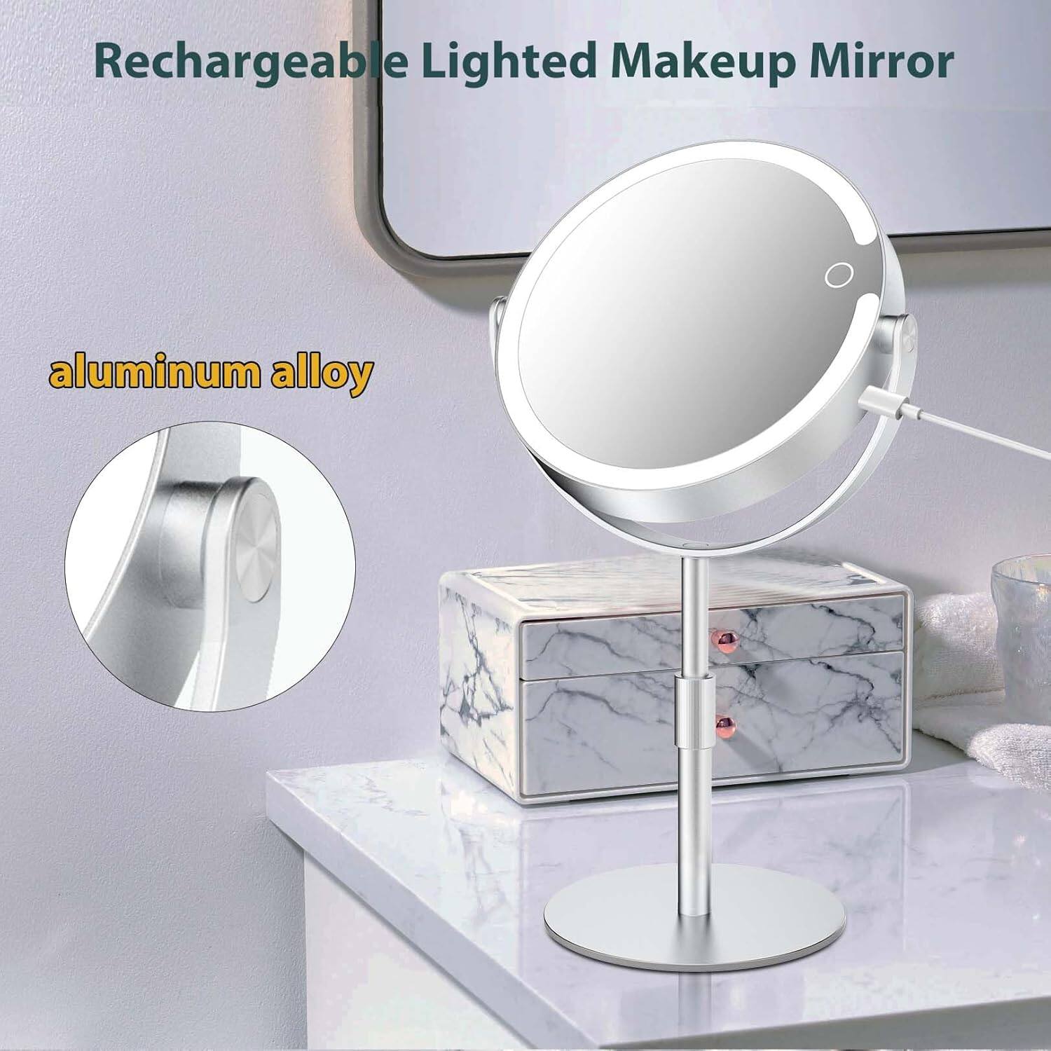 Rechargeable Lighted Makeup Mirror

aluminum alloy
