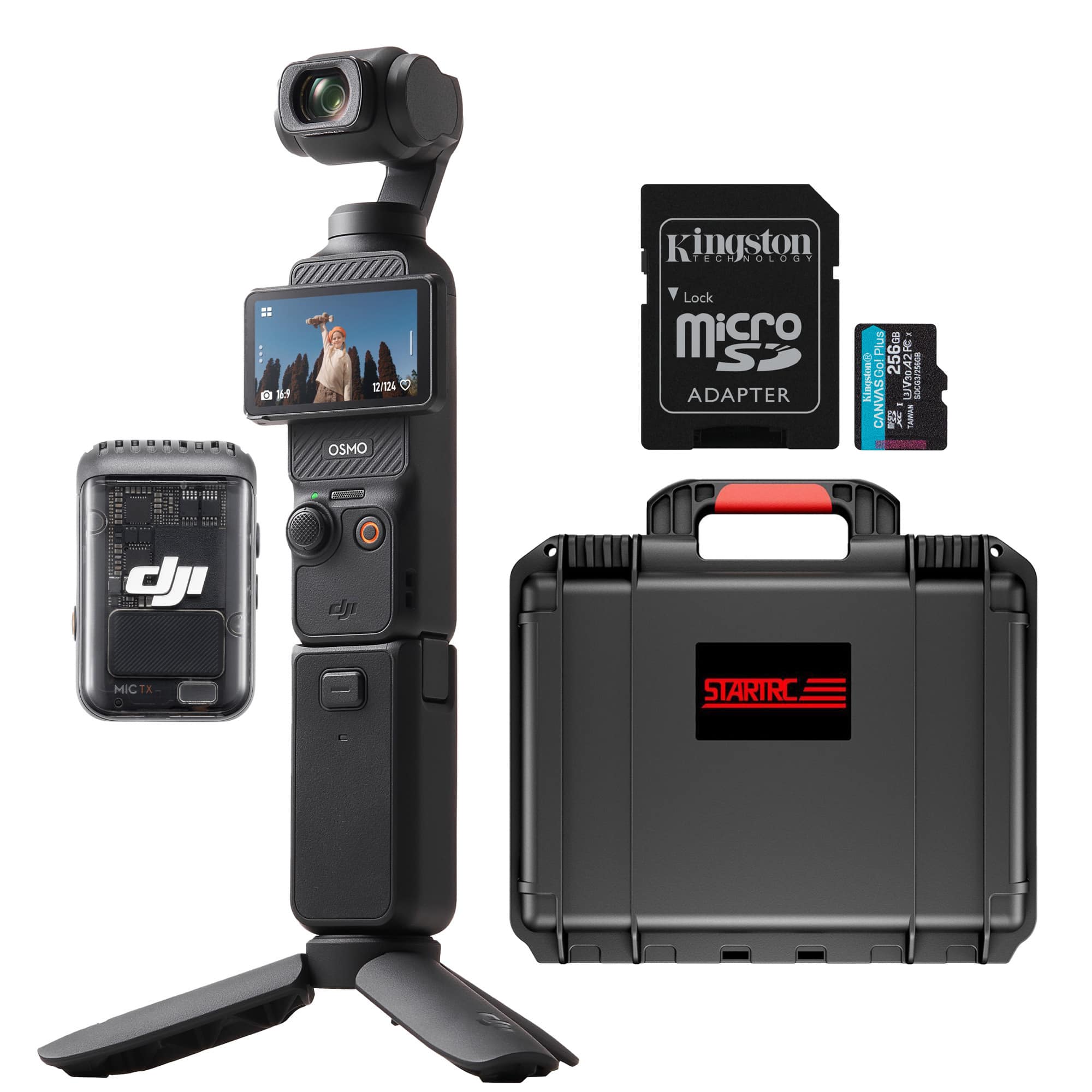 DJI - Osmo Pocket 3 Creator Combo with 256GB MicroSD Card and Waterproof Hard Carry Case bundle