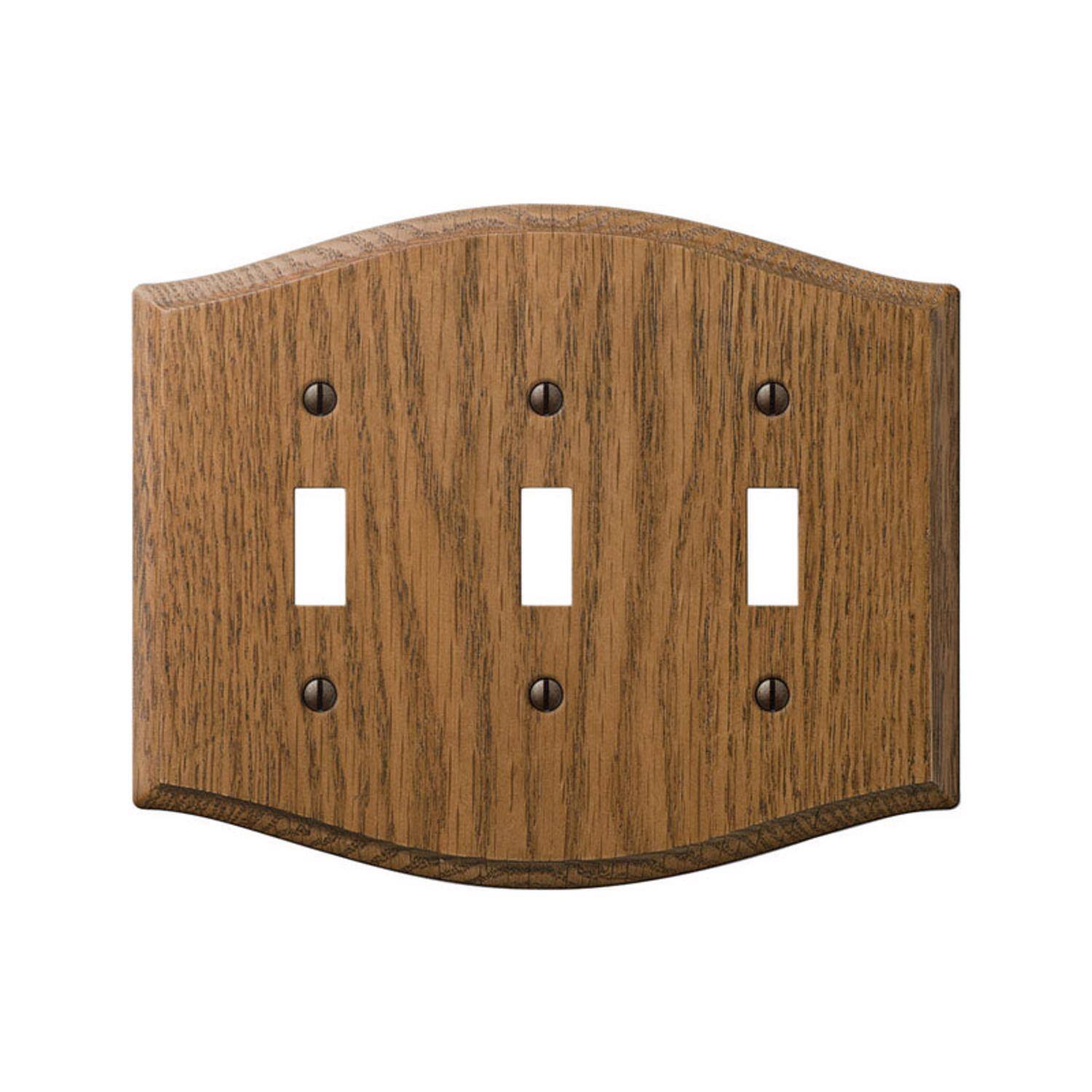 Angle. AMERELLE - Amerelle Country Medium Brown 3 gang Oak Wood Toggle Wall Plate 1 pk - Brown.