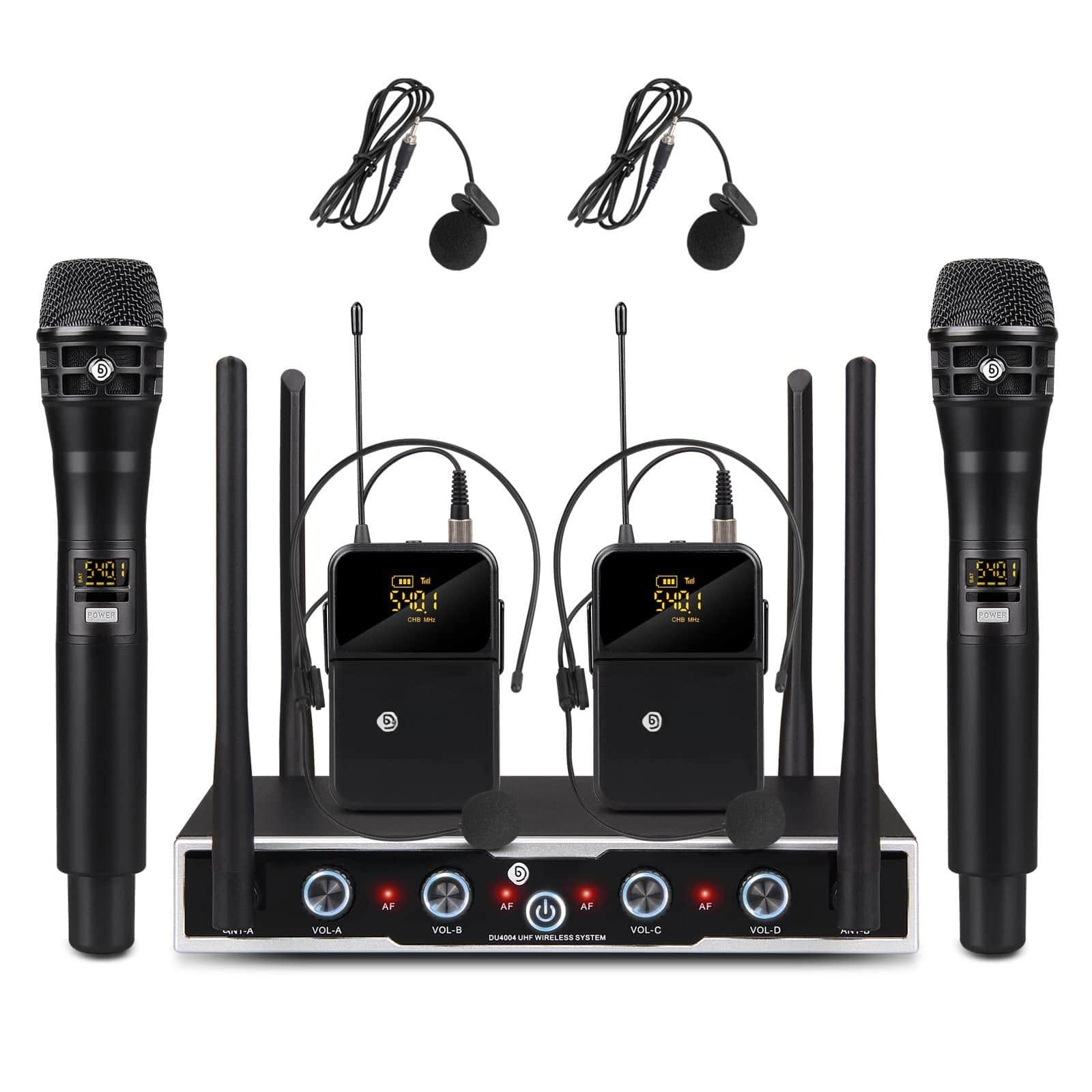 METALTON - Conference Microphone System Audio Pro Du4004 Uhf 4 16 Adjustable 360 rotating Gooseneck Mic Ideal For - 2 Handheld 2 Bodypack