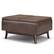 Angle. Simpli Home - Owen Tray Top Small Coffee Table Storage Ottoman - Distressed Chestnut Brown.