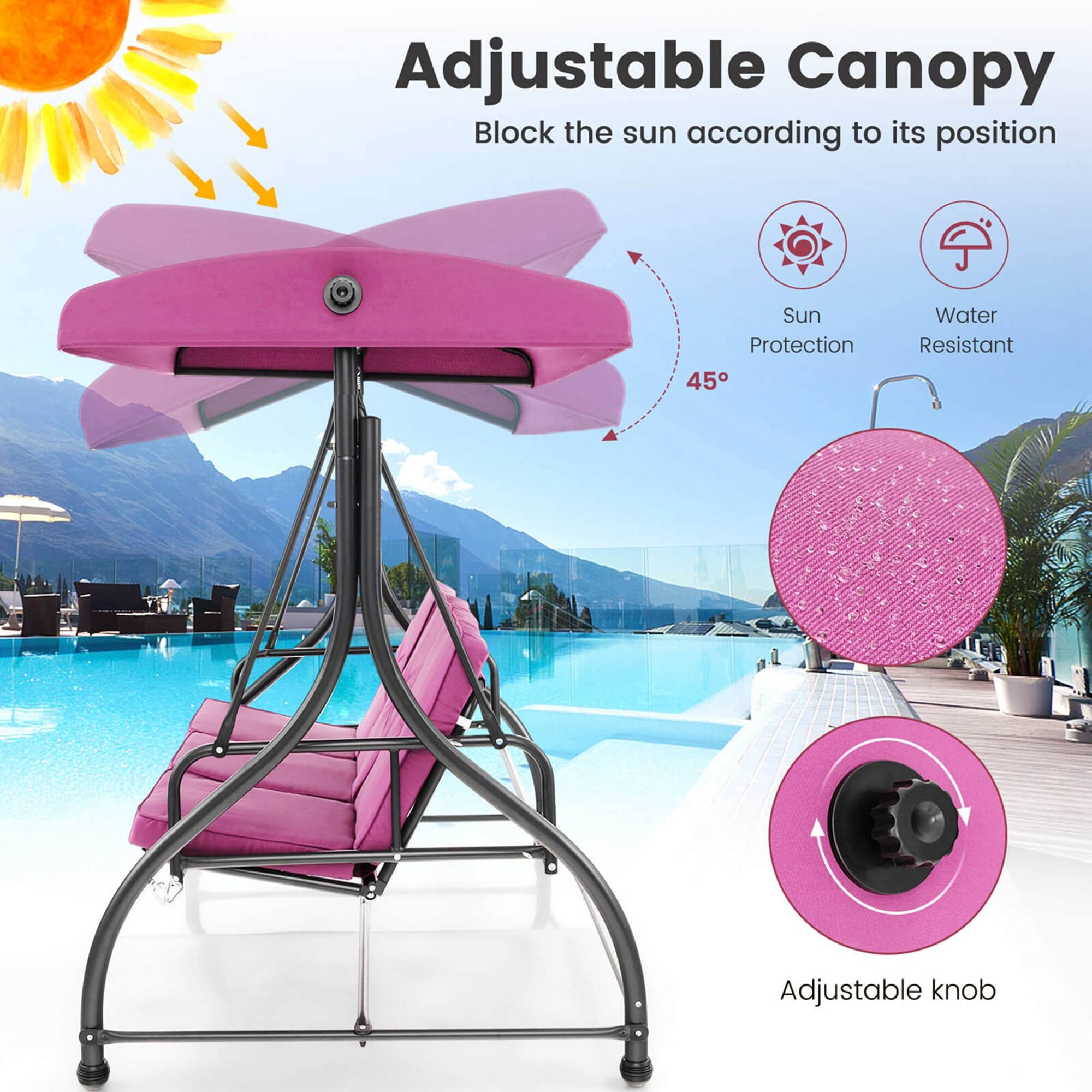 Adjustable Canopy, Block the sun according to its position, Sun Protection, Water Resistant, Adjustable knob