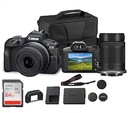 Canon - EOS R50 Mirrorless Camera Dual Lens Kit 18-45mm 55-210mm Bundle