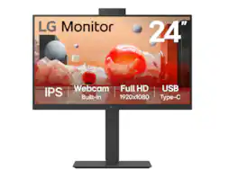 LG - 24'' IPS FHD 100Hz Monitor with Webcam/Mic, & UBC Type-C, 24BA850-B - Black