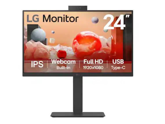 LG Monitor 24" Webcam Full HD Built-in 1920x1080 IPS USB Type-C