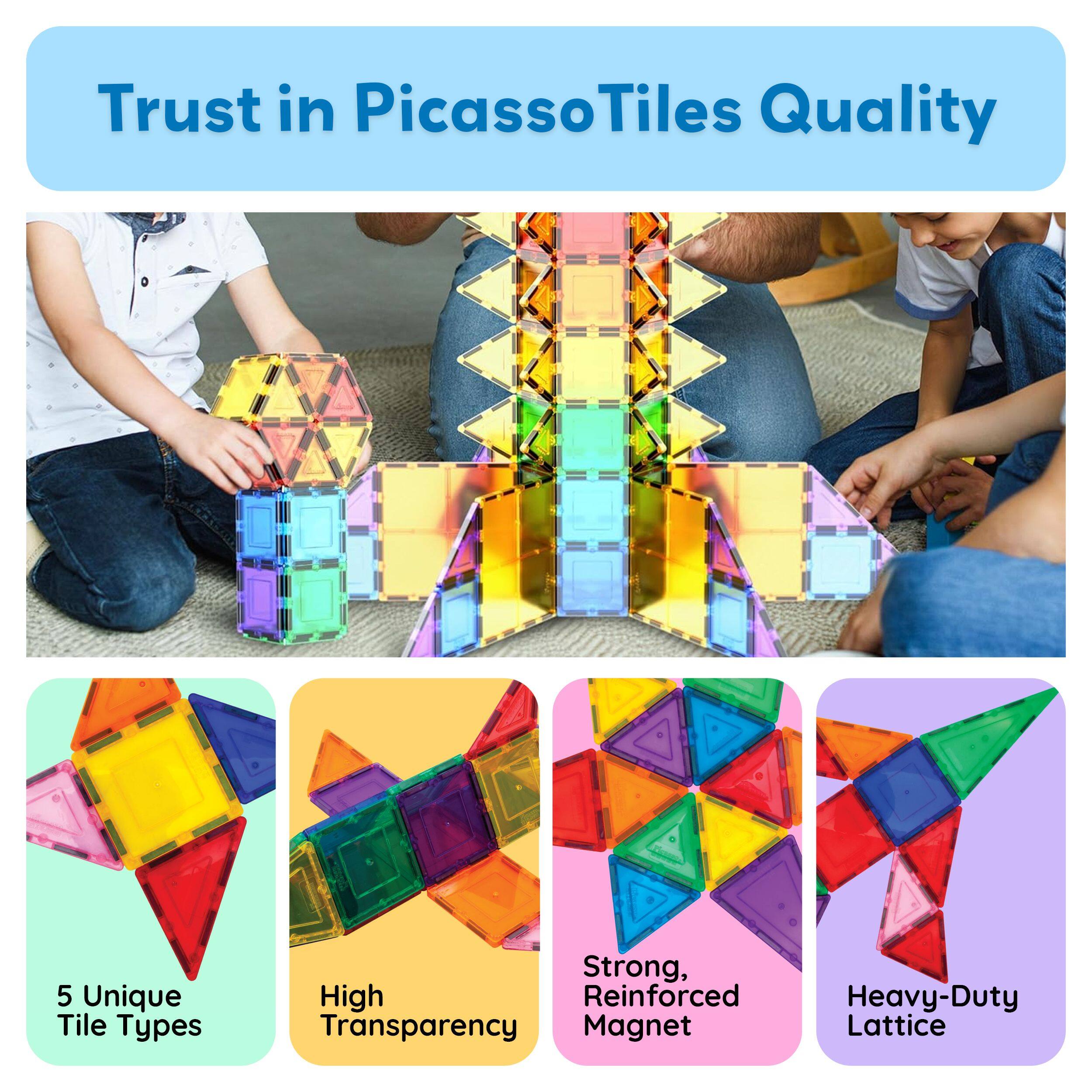 Trust in Picasso Tiles Quality

5 Unique Tile Types
High Transparency
Strong, Reinforced Magnet
Heavy-Duty Lattice