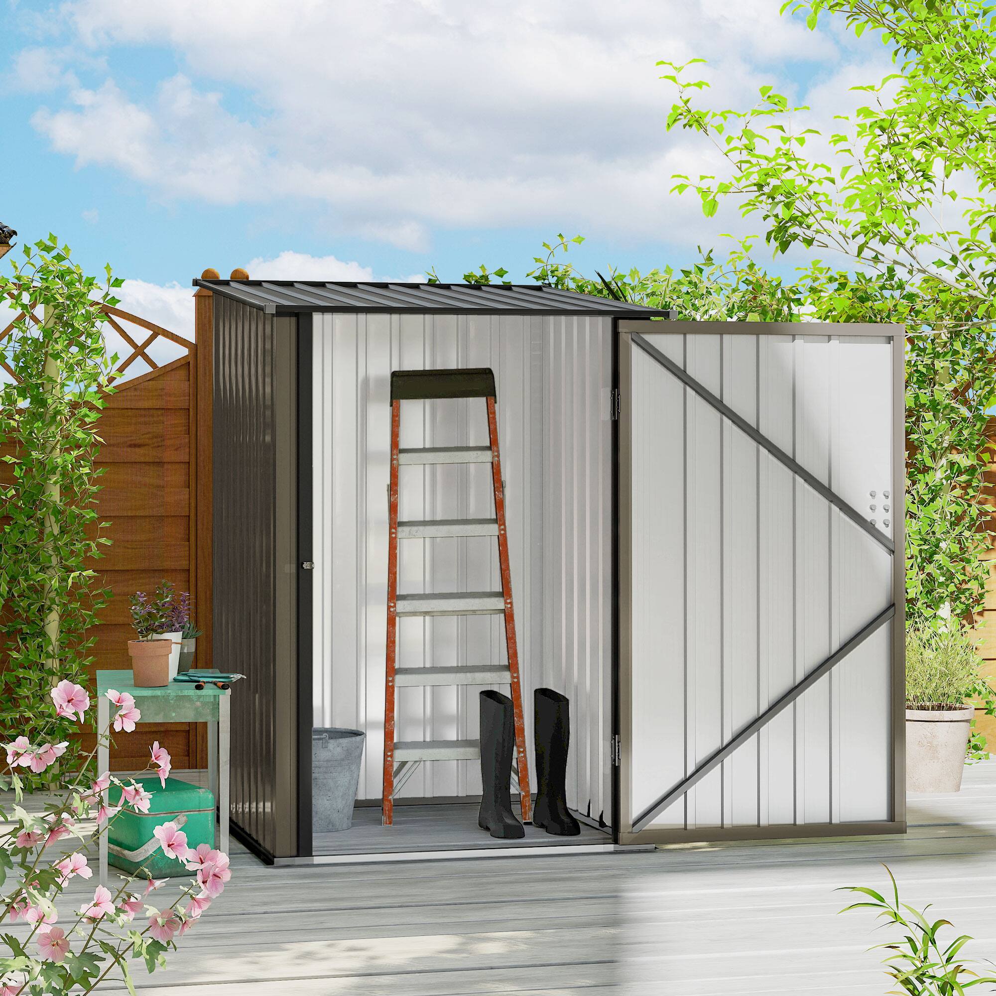 Alt View 1. Outsunny - 3.3' x 3.4' Lean-to Garden Storage Shed.