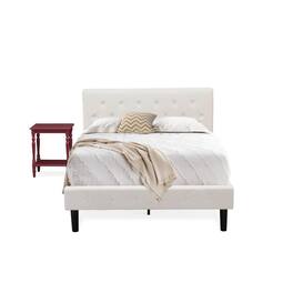 East West Furniture - NL19F-1BF13 2 Piece Full Bed Set - 1 Full Bed Fabric Headboard and 1 Bedroom Nightstand - Burgundy Finish - White Velvet