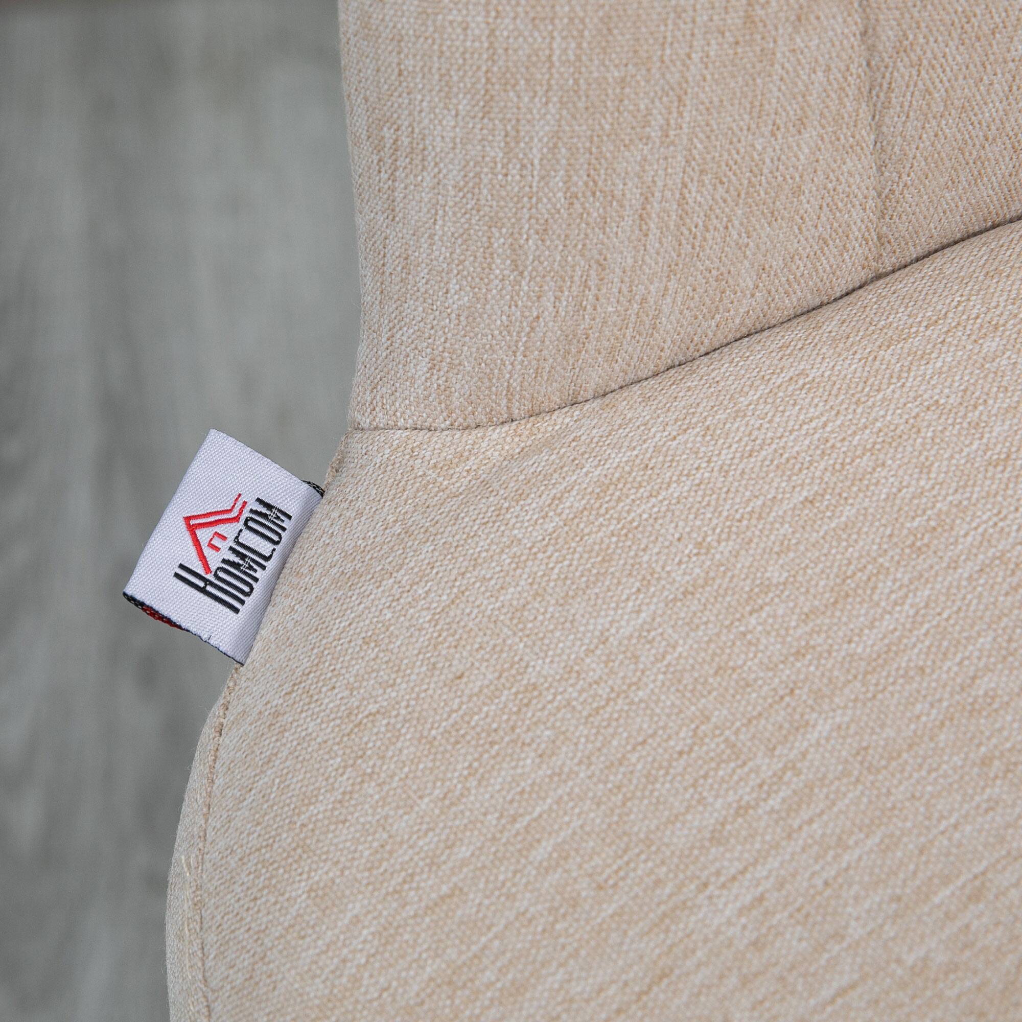 Alt View 7. Homcom - Adjustable Bar Stools Set of 2, Linen Upholstered, Swivel Seat, Counter Height, Beige - White.