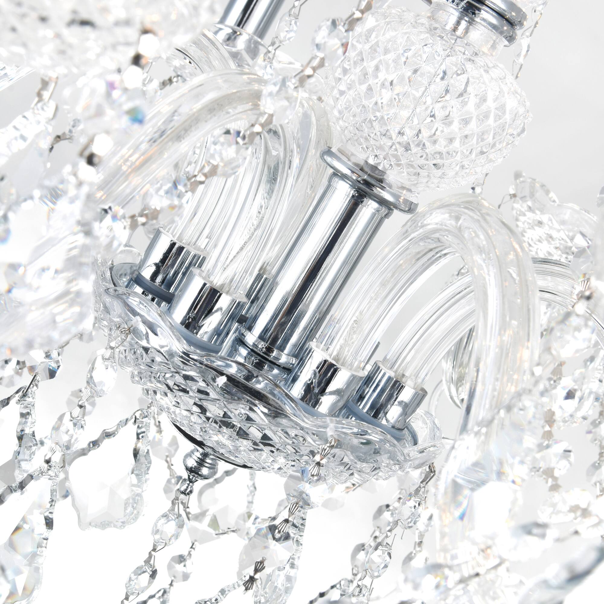 Left. CWI Lighting - Princeton 6 Light Down Chandelier With Chrome Finish - Chrome.